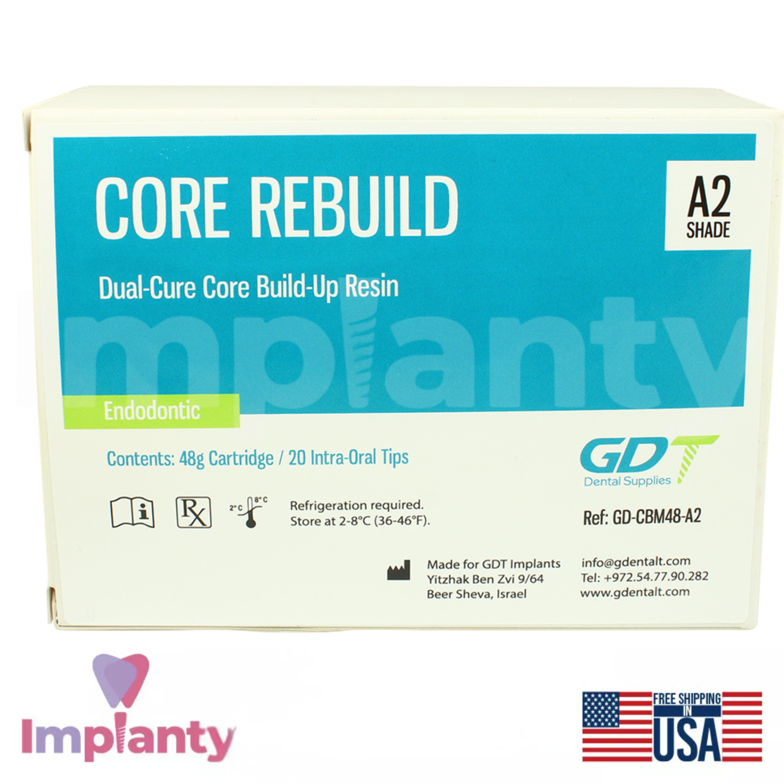 Core Rebuild Res!n A2 Cartridge 48g Strong Dual Cure Dental Restoration