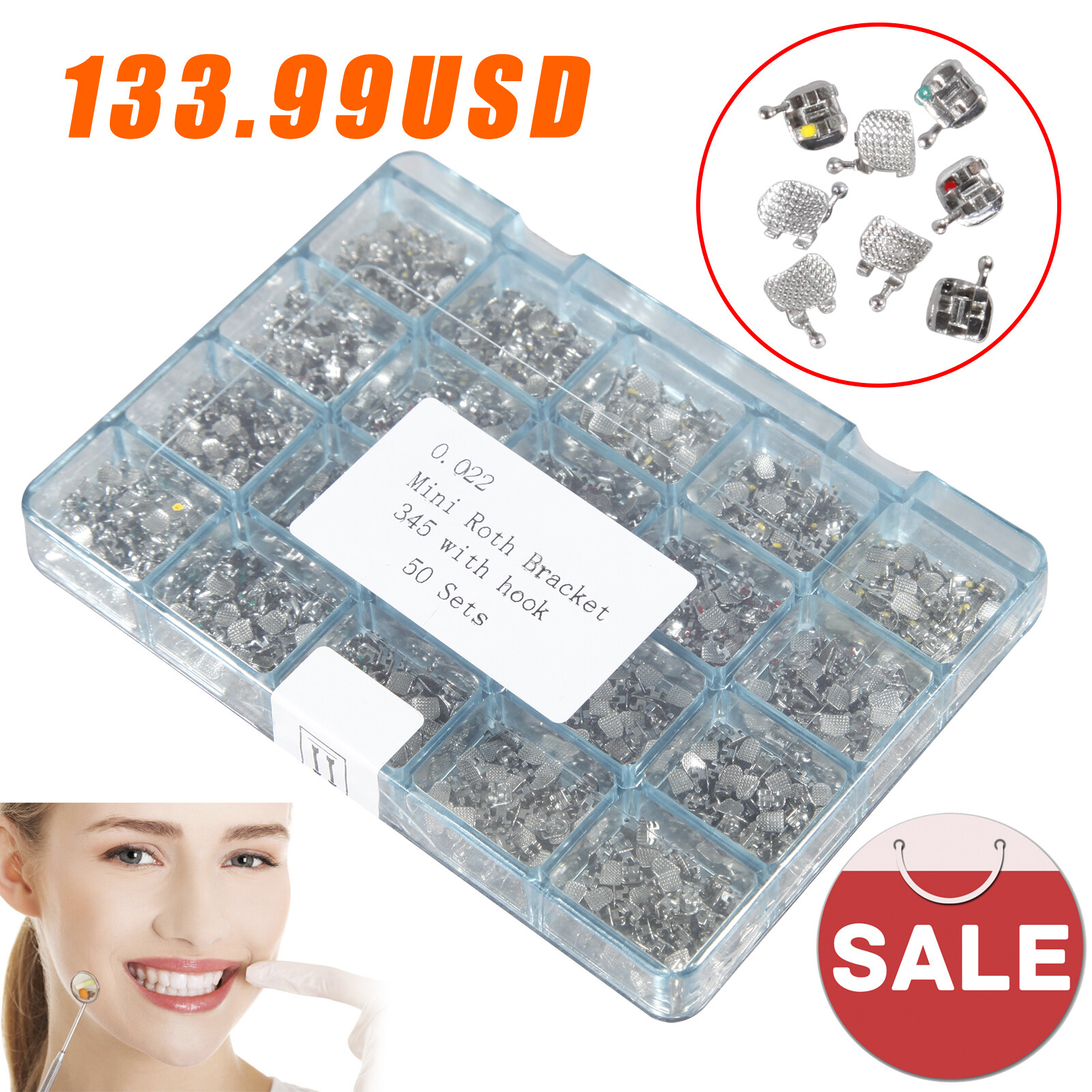 1000 PCS Dental Metal Orthodontics Brackets Brace MINI Roth.022 345 Hooks #2