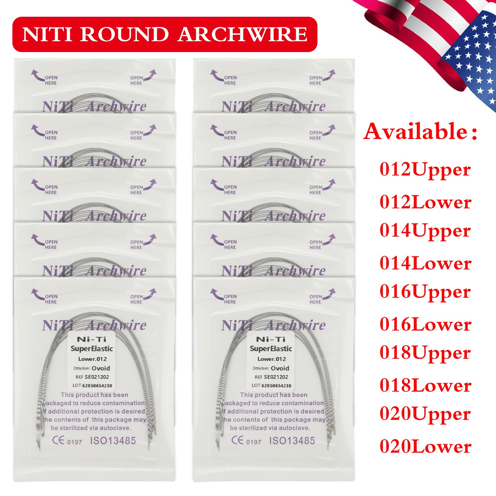 USA Dental Orthodontic Super Elastic Niti Round Arch Wire Ovoid Form Arch wire