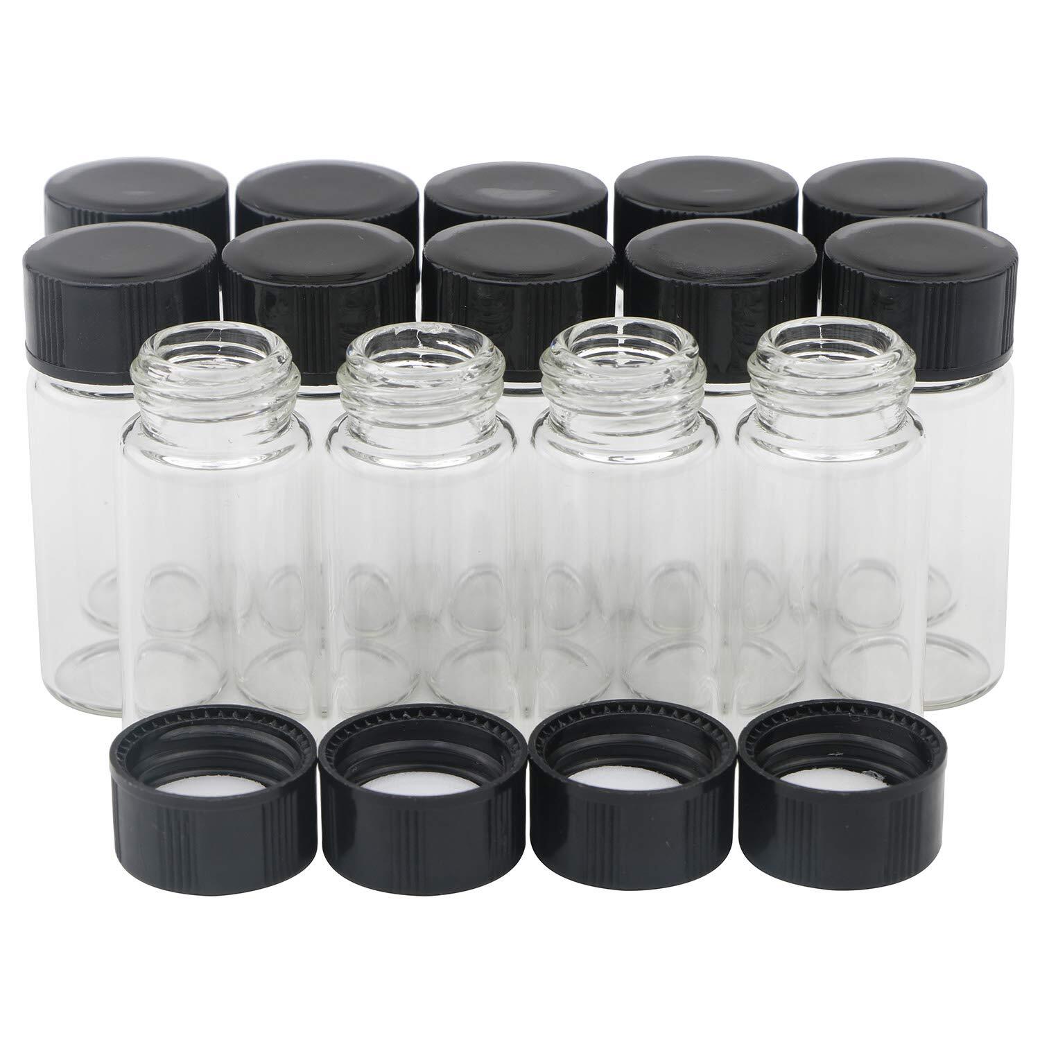 14pcs 5ml Mini Clear Glass Bottle Vials And Plastic Cap Small Essential Oil 1/6