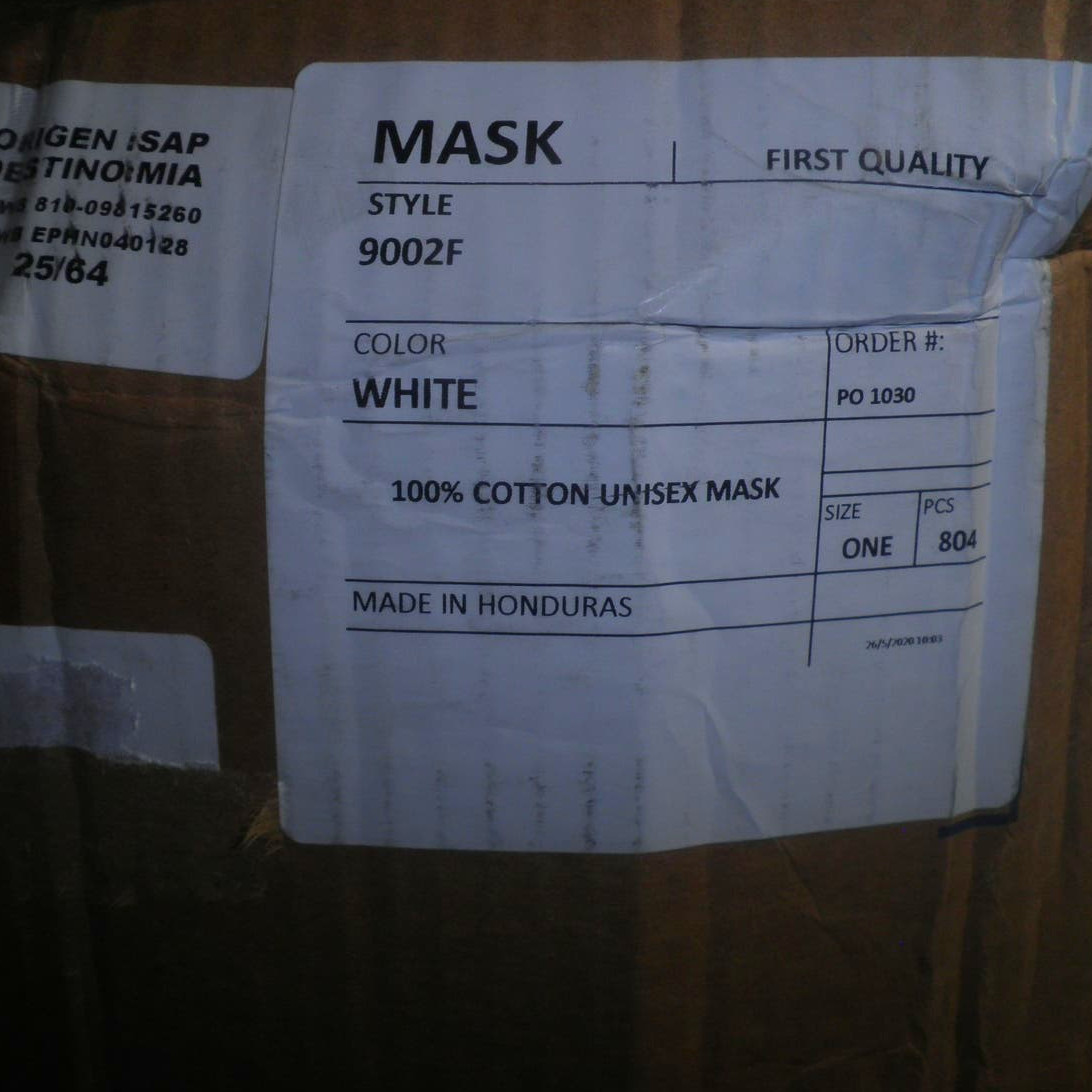 804 Ct.- Reusable Fabric Mask, 67 PKs of 12, 2-Layer, White, 100% Cotton