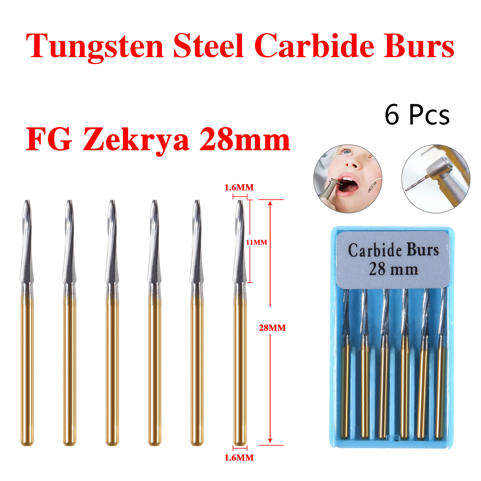 Dental Surgical Zekrya Tungsten Carbide Bone Cutters Finishing Burs FG Burr 28mm