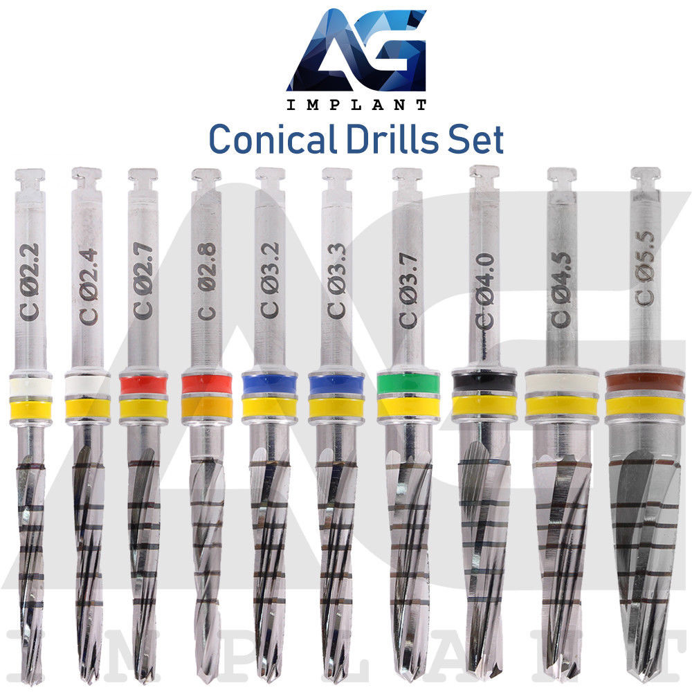 10 Conical Drills Set External Irrigation Tools Dental Drill Instrument 16mm