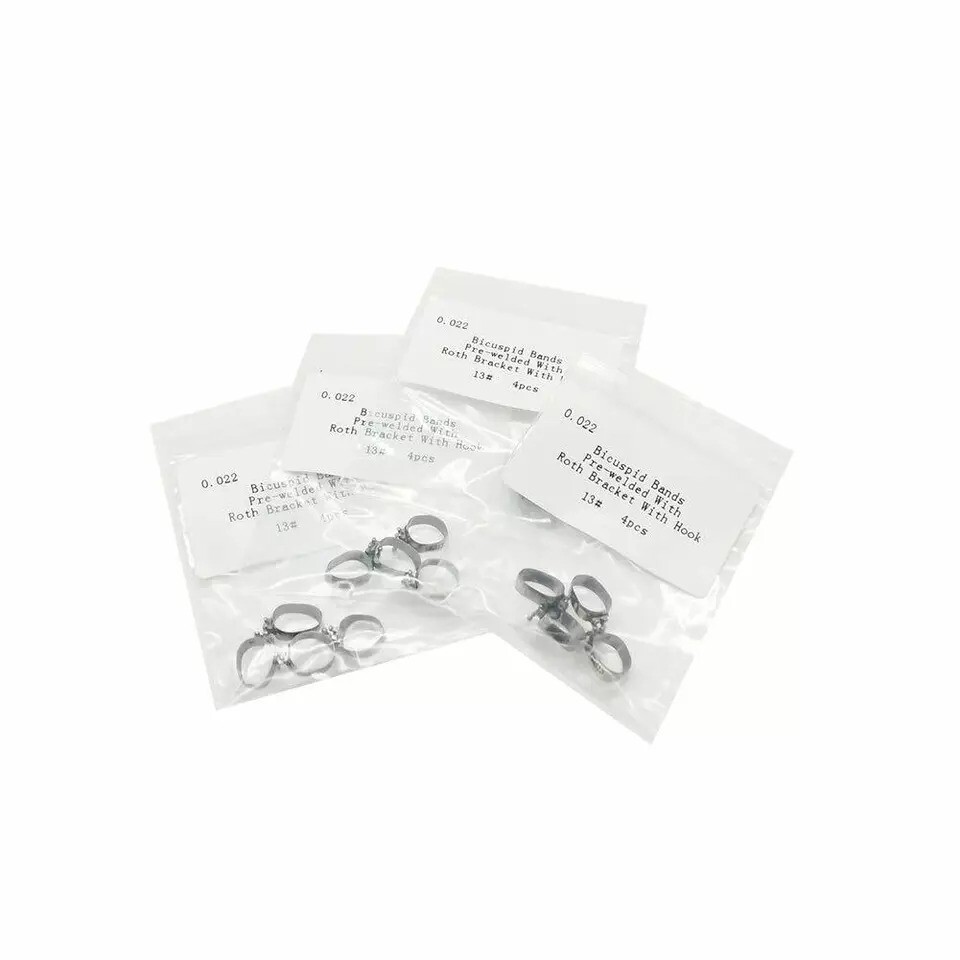orthodontic bicuspid band pre-welded with roth brackets 4pcs/kit band size #1 -#