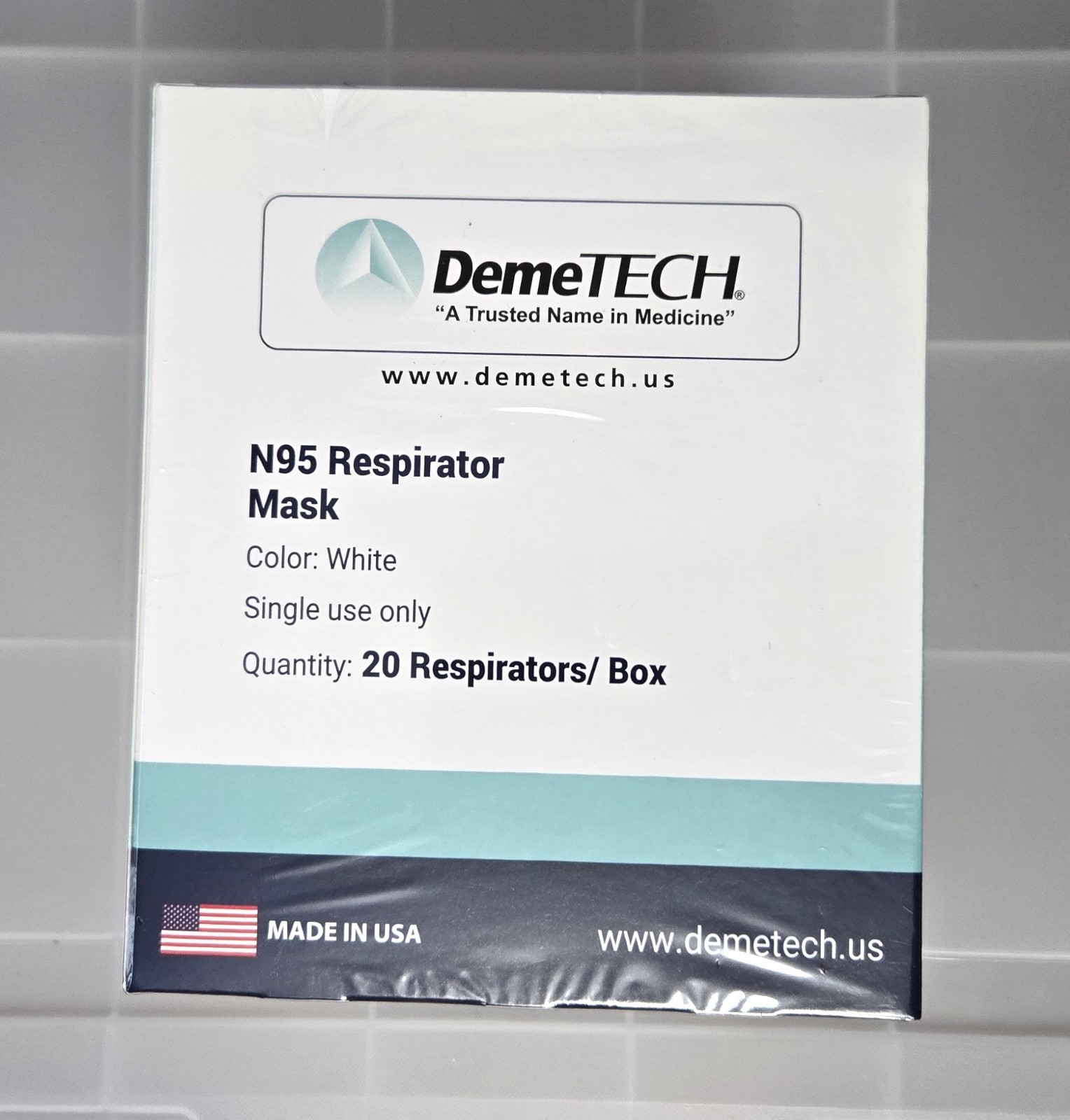 N95 Respirator Mask DemeTECH Cup Style DT-N95 20 Pack 05/2026 Made In USA