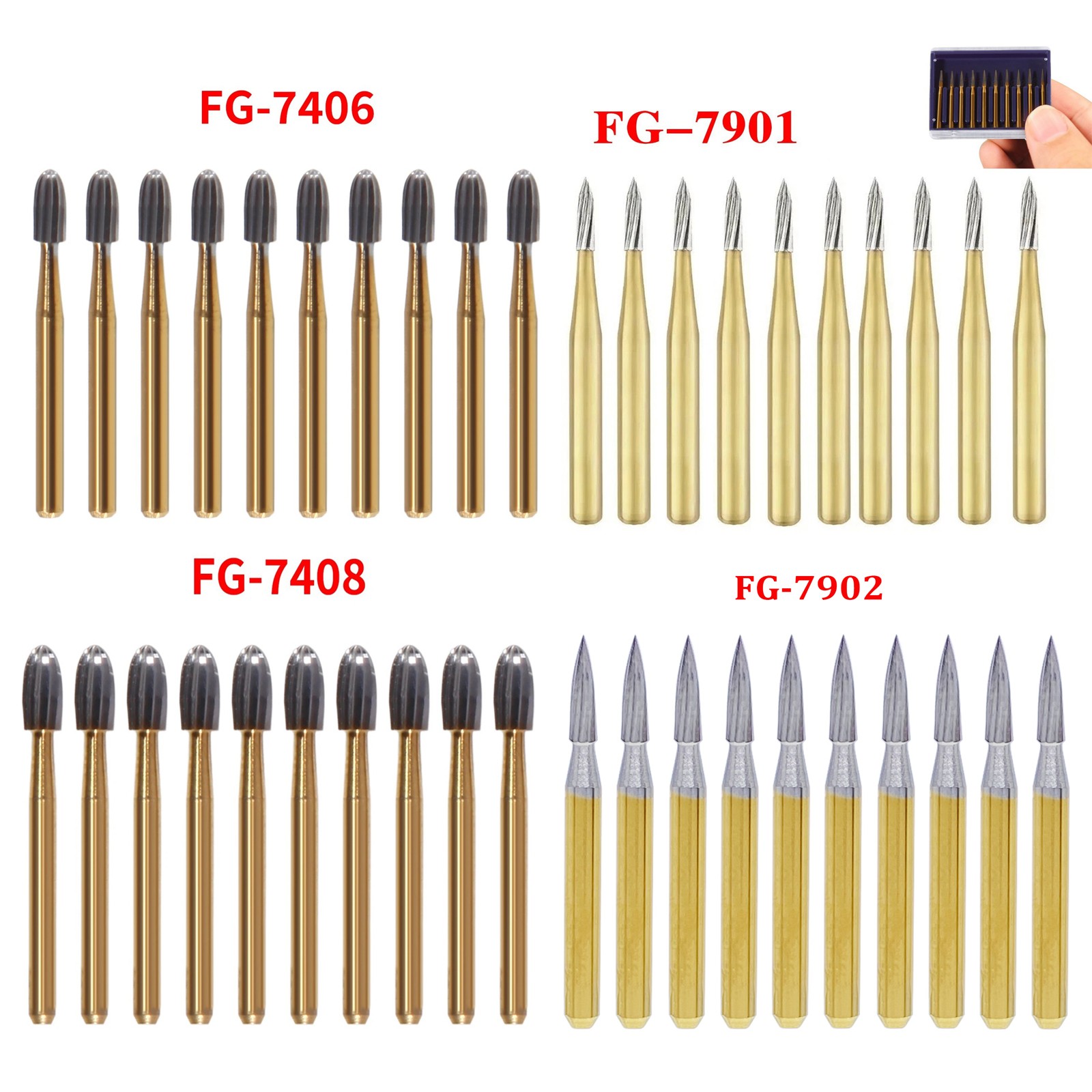 Dental Carbide Trimming & Finishing Burs FG7404/7406/7408/7901/7902/7903