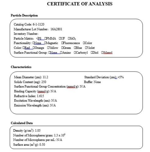 Monodispersed Polystyrene Particles Microspheres Beads Latex PS size 10.0-20.0um