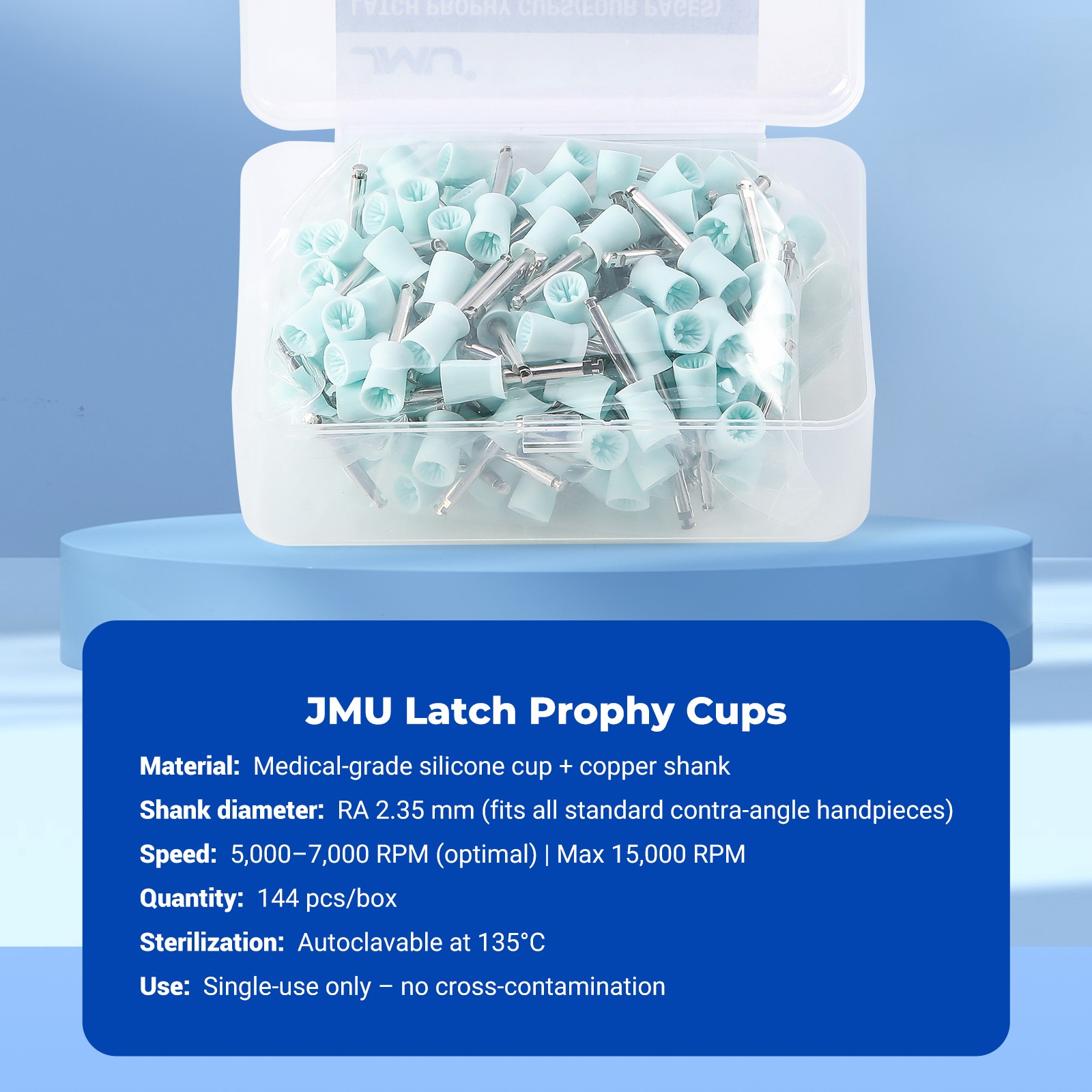 144pcs JMU Dental Prophy Polishing Cup Cups For Contra Angle Handpiece Latch