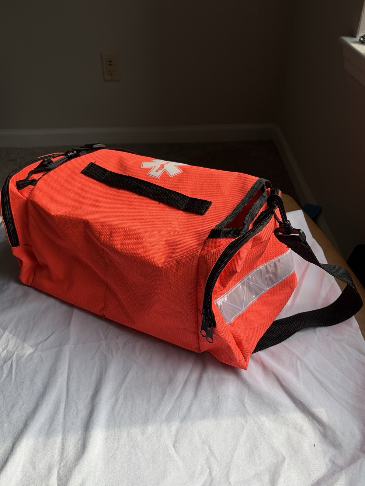 Masco EMS Trauma Bag Orange Medical Star Symbol Multiple Compartments