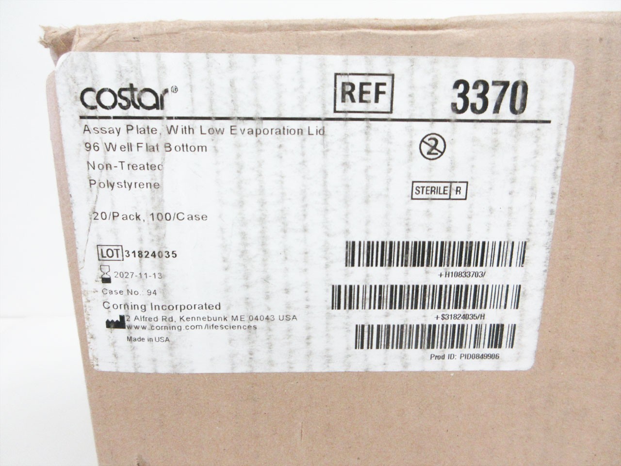 CASE 100 CORNING COSTAR 3370 ASSAY PLATE MICROPLATE 96 WELL EXP 2027-11-13