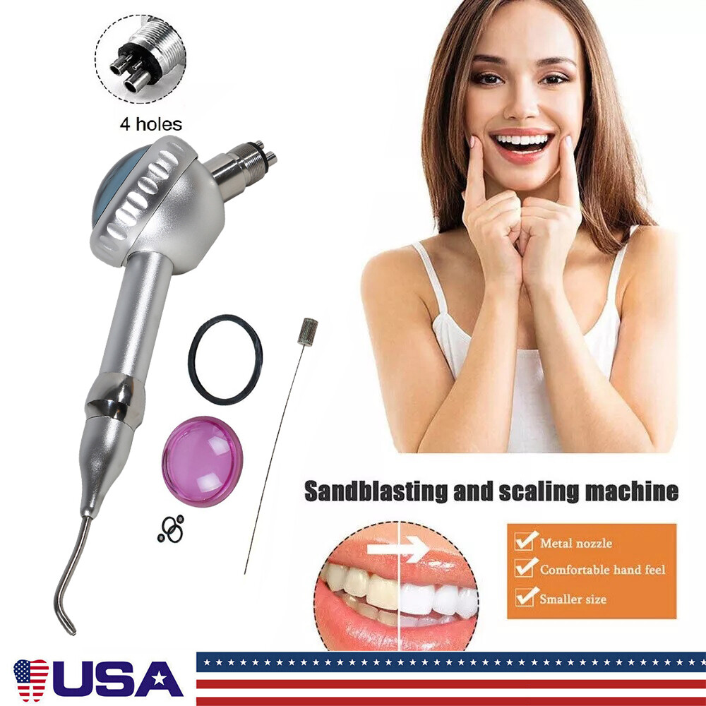 Dental Air Polisher Flow Teeth Polishing Handpiece Hygiene Prophy Jet 4 H &Tip