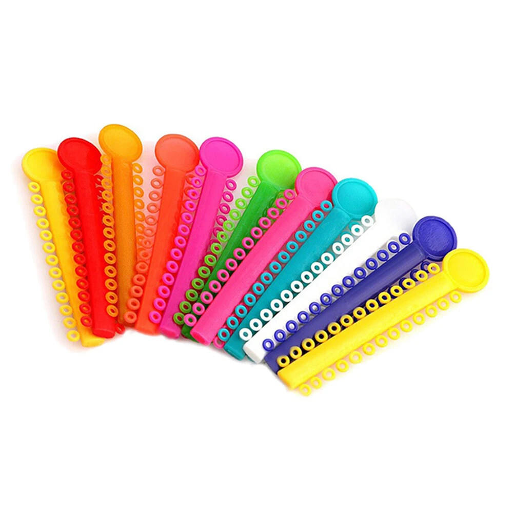 1040X Dental Elastic Ligature Ties Orthodontic Rubber Bands for Braces Colourful