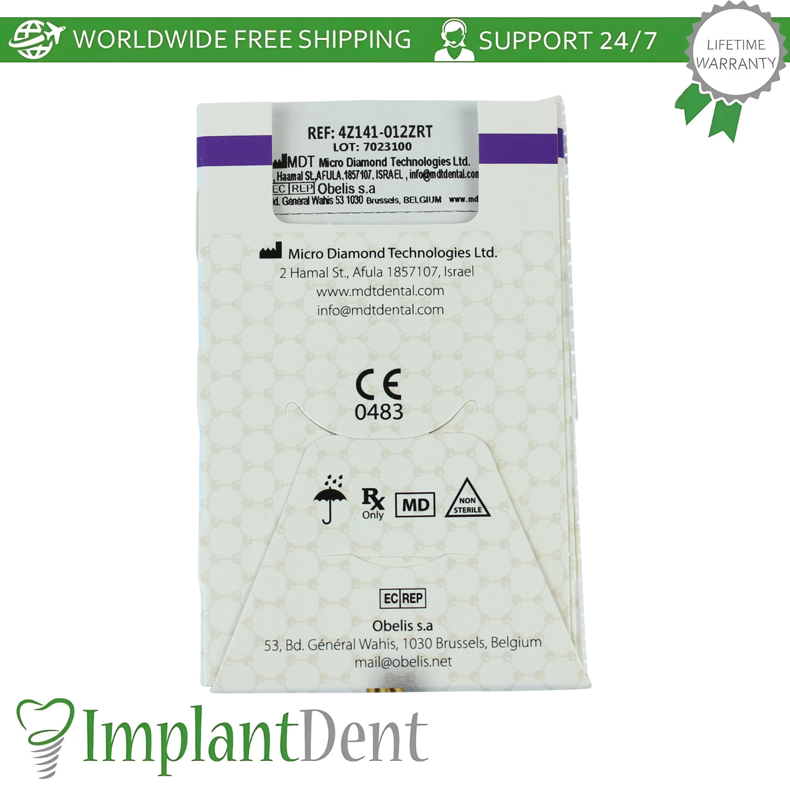 Dental MDT Round End Cylinder FG ZirconIT ZRT Diamond Burs Z141 Restorations