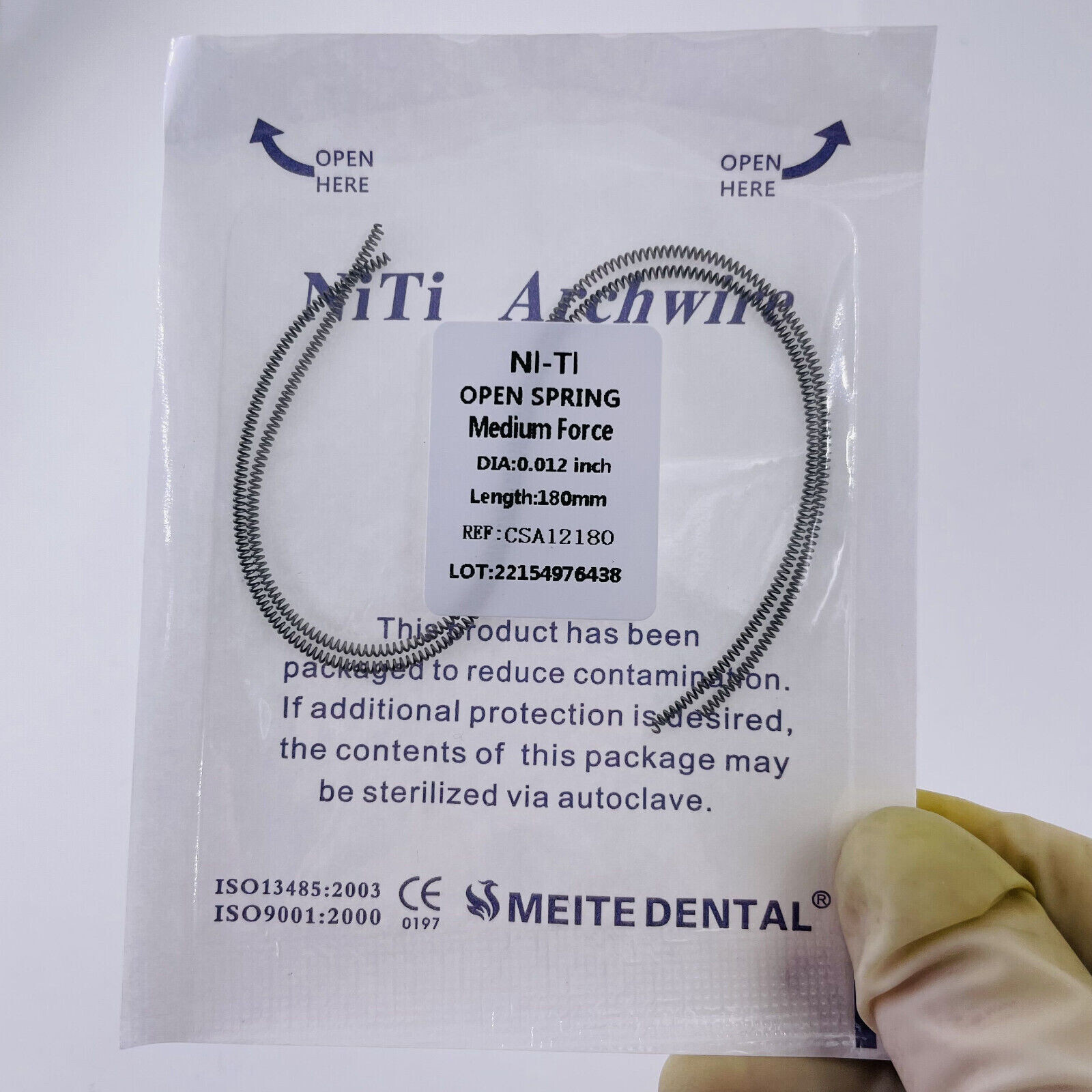 Dental Orthodontic 180mm Niti Open Coil Spring Arch Wires Alloy Dia.08/10/12/14
