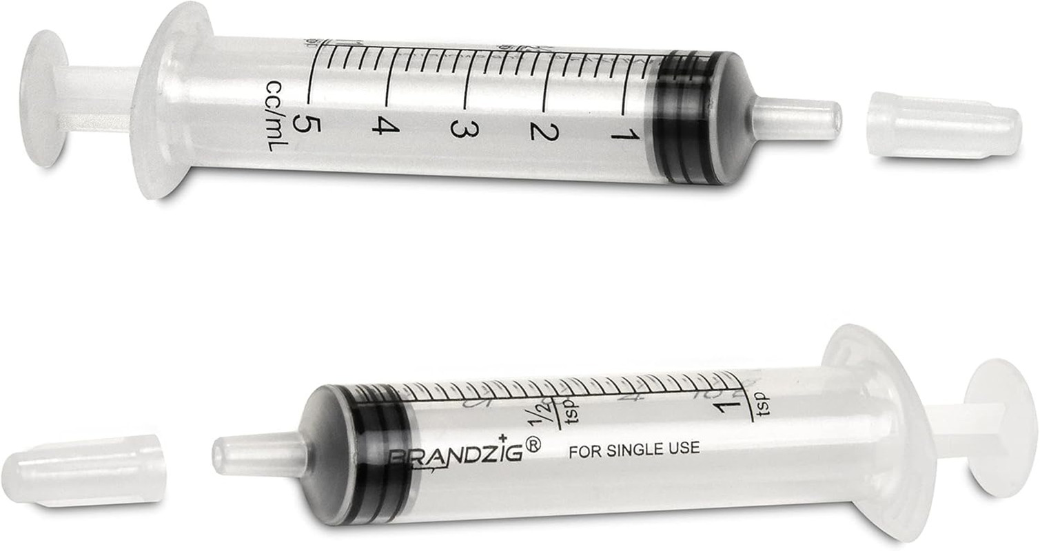5Ml Syringe with Cap (100 Pack) | Oral Dispenser without Needle, Luer Slip Tip,