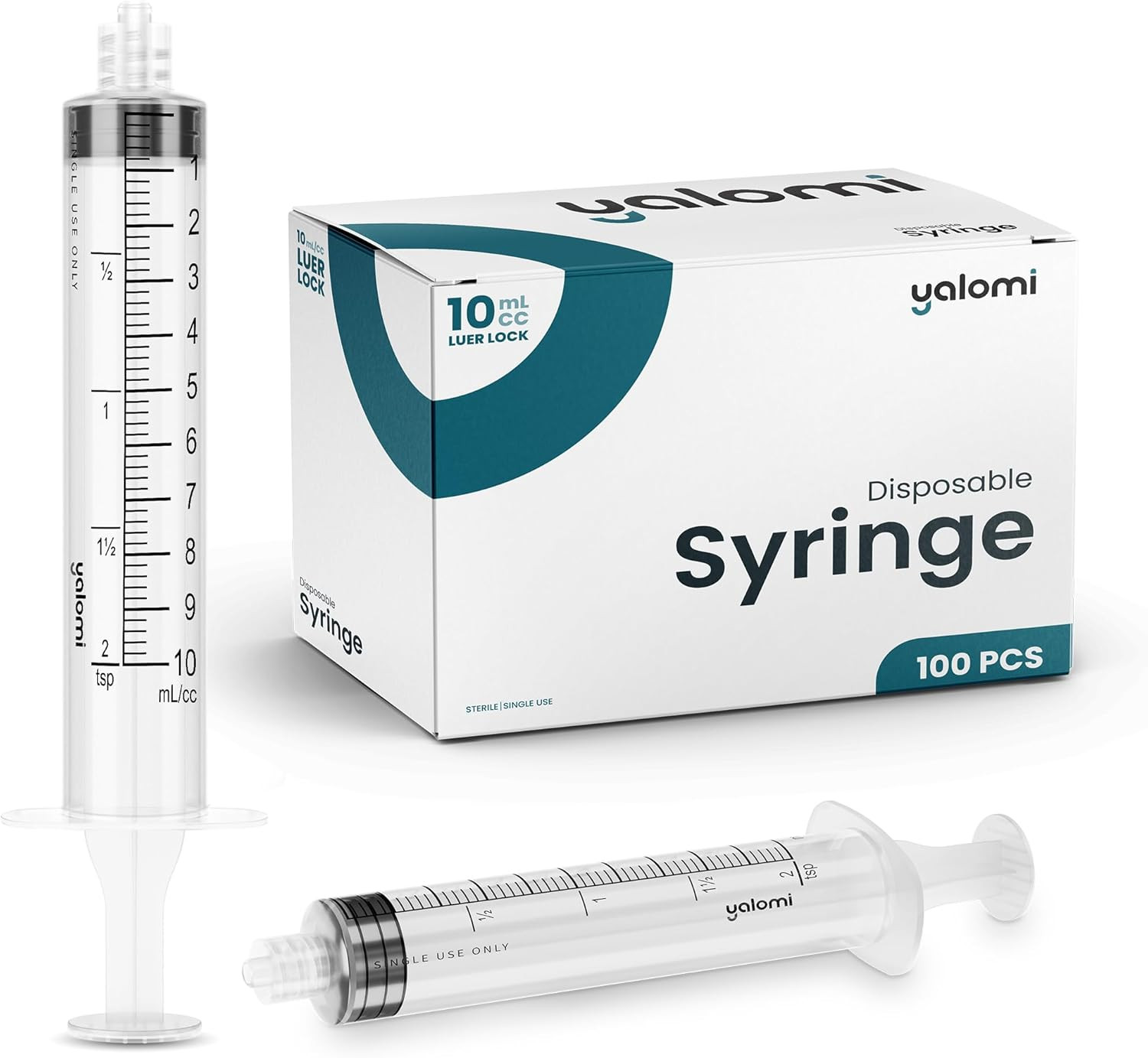 10Ml Luer Lock Syringe (No Needle) – 100 Pack | Sterile & Individually Wrapped |