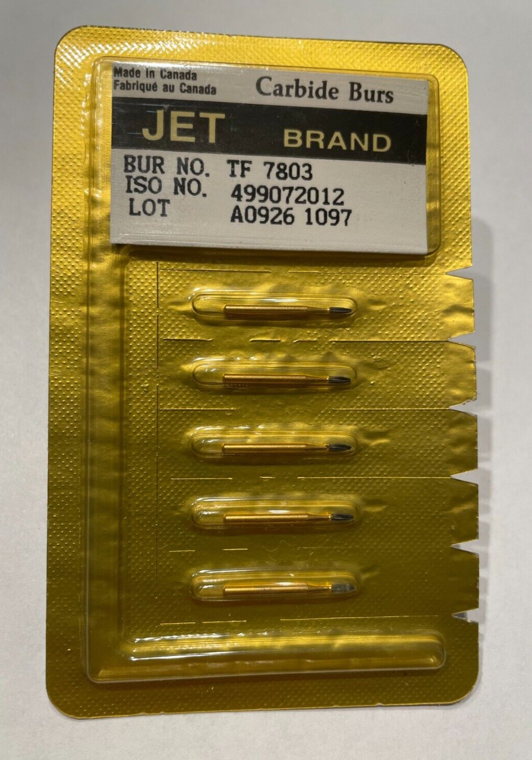 JET KERR TRIMMING & FINISH DENTAL CARBIDE BURS 12 BLADES TF 7803 BULLET