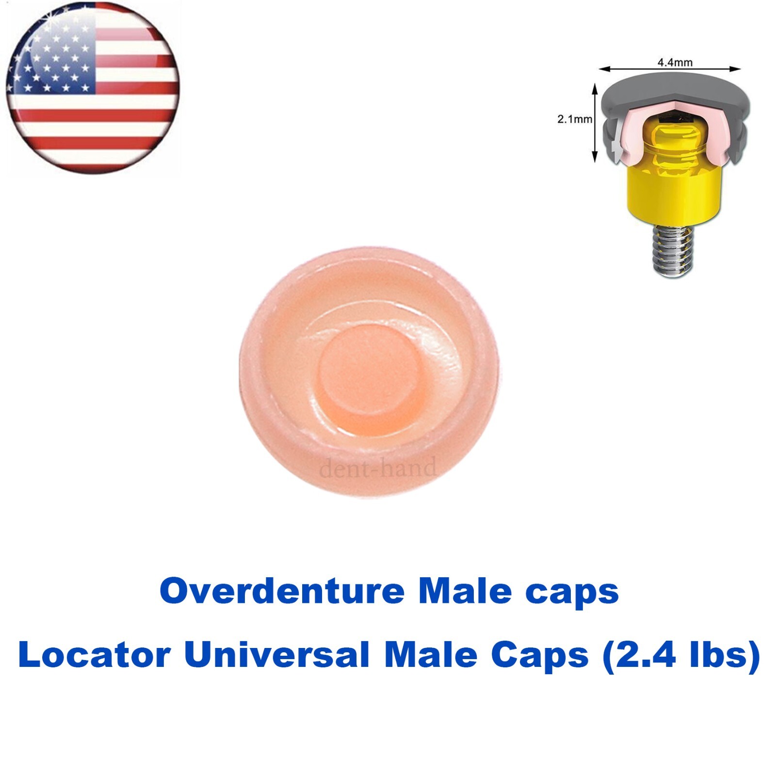 US Dental Overdenture Implant Strong Retentive Caps 2.4lbs Removable 8Pcs/Set