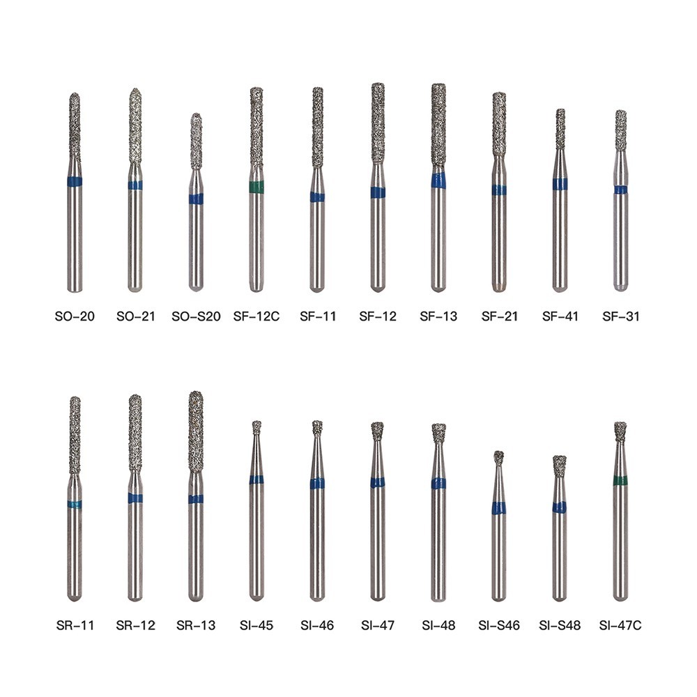 100 Types Dental FG Diamond Burs For High Speed Handpiece Friction Grip 50pcs