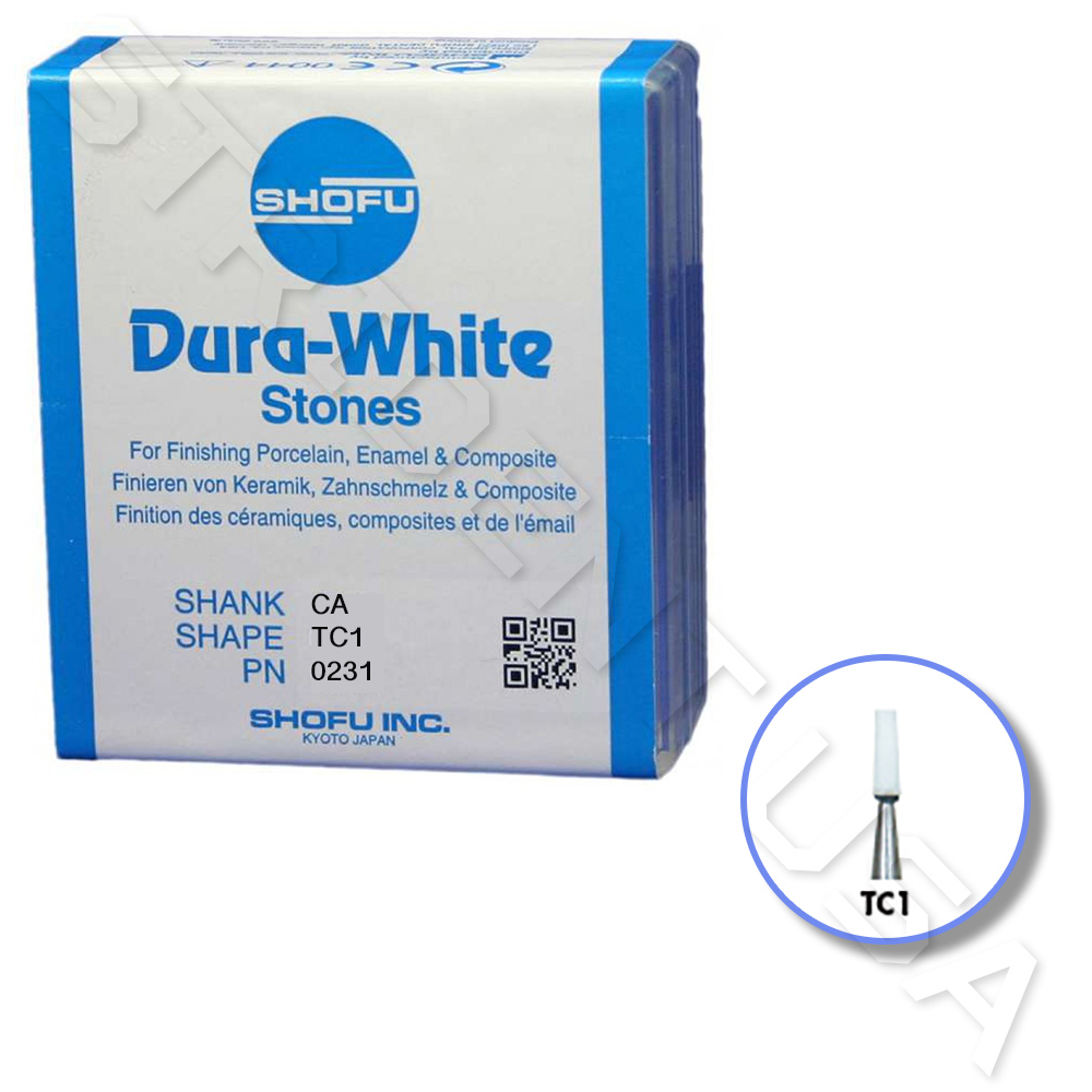 Shofu Dura White Mounted Stone Bur CA TC1 (12 per box) SH – 0230