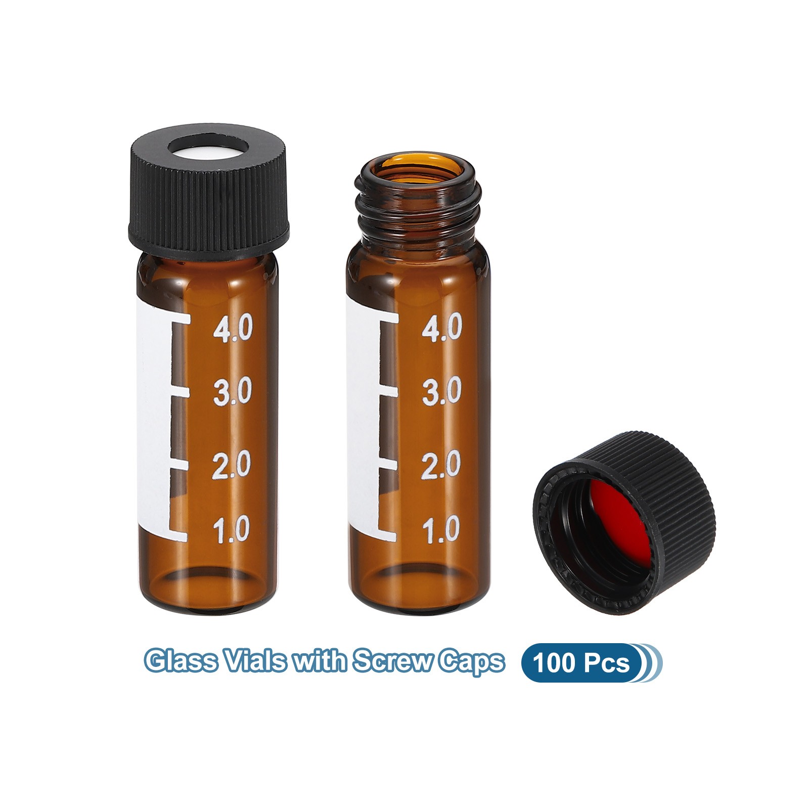 100 Pack 4ml Autosampler Vial HPLC/GC Vials 9-425 Lab Amber Vials Sample Vial