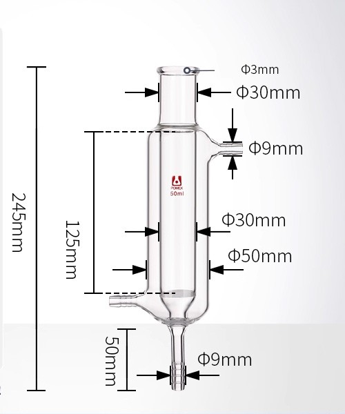 Double Layer Peptide Synthesis Tube with G3 Glass Sand Core Filter Plate