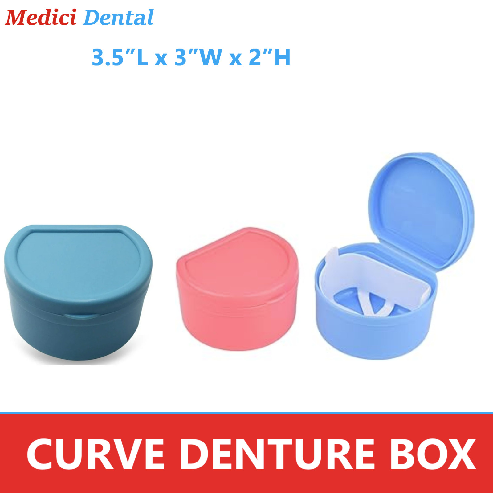 Dental Denture Box case carrier – 3′ Deep, Round Curve Denture Case Mouthguard
