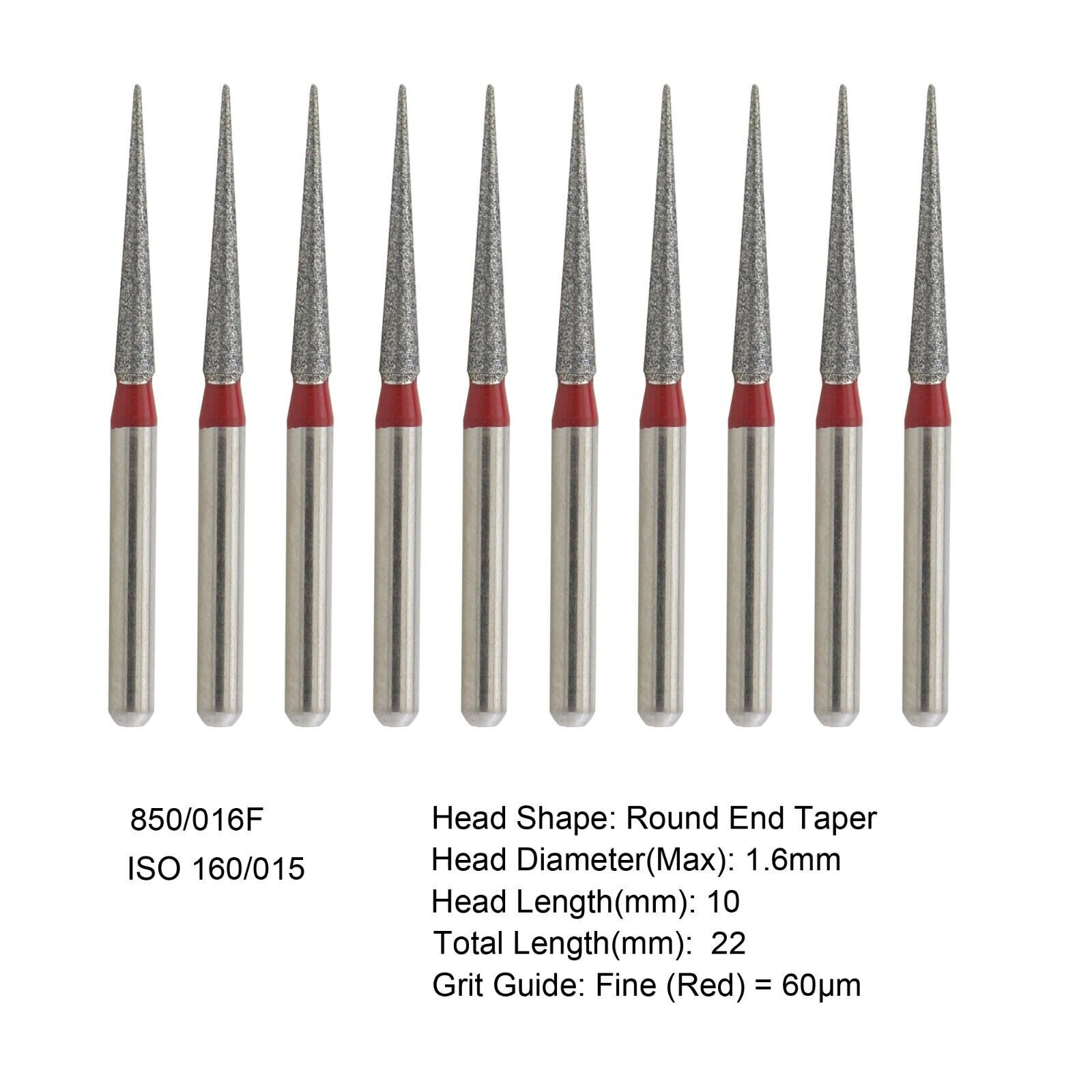 Dental Diamond Burs FG Round End Taper Super Coarse Fine Grit High Speed 856 850