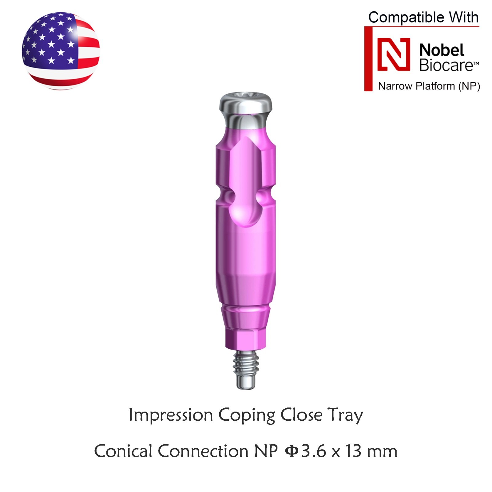 US Dental Nobel Biocare Active Impression Transfer Coping Open/Close Tray NP/RP