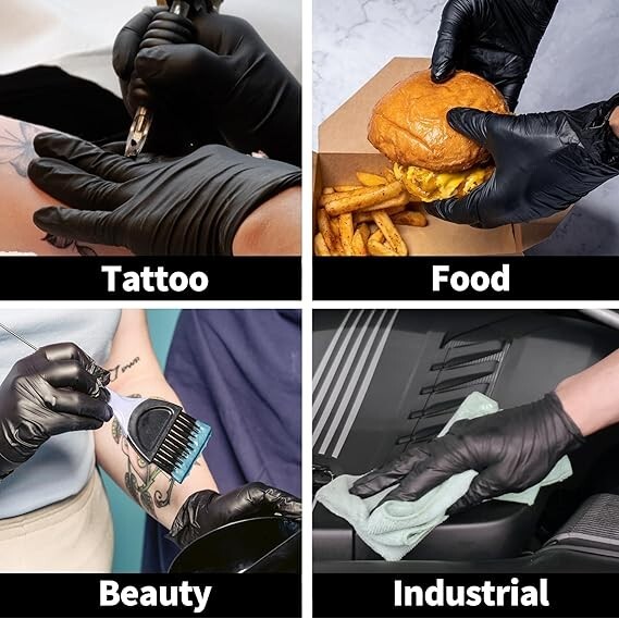 1000Pcs Medical Black Vinyl Exam Disposable Gloves Latex Free & Powder Free,XL