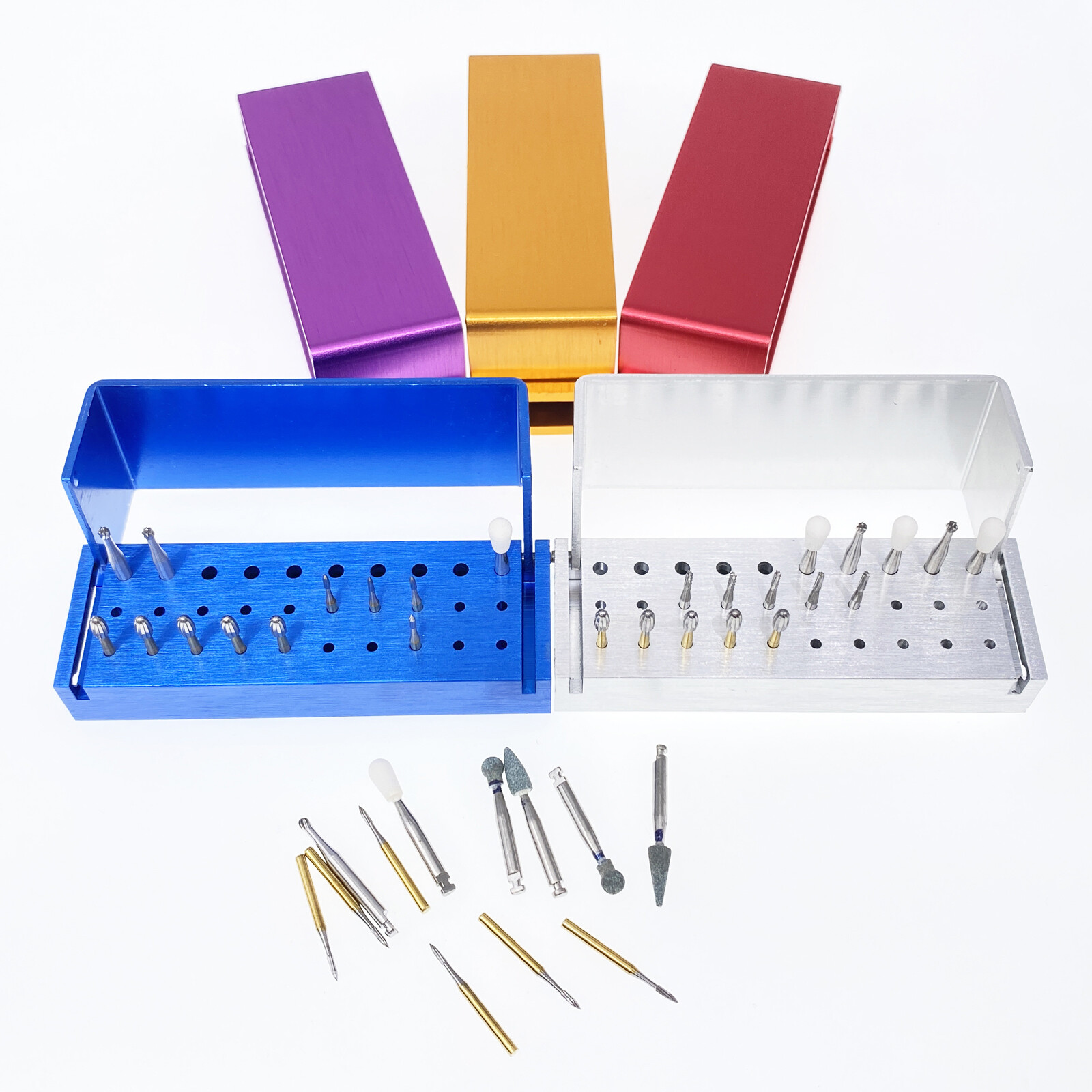 Dental Bur Burs Holder Block Disinfection Box Aluminium Autoclave 30 Holes