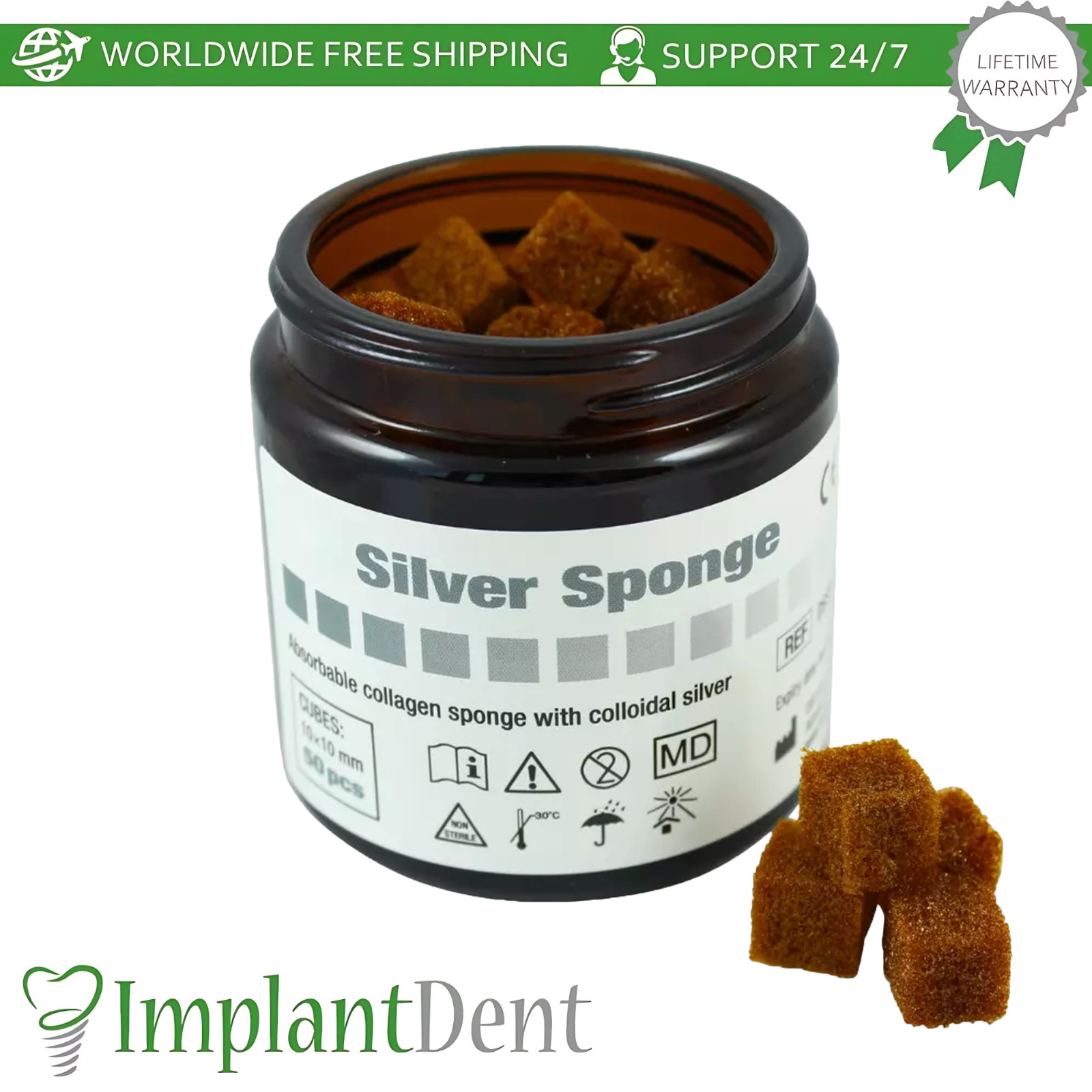 Non-Sterile Gelatin Hem0static Dental Sponges with Silver 50pcs Cubes Dentist