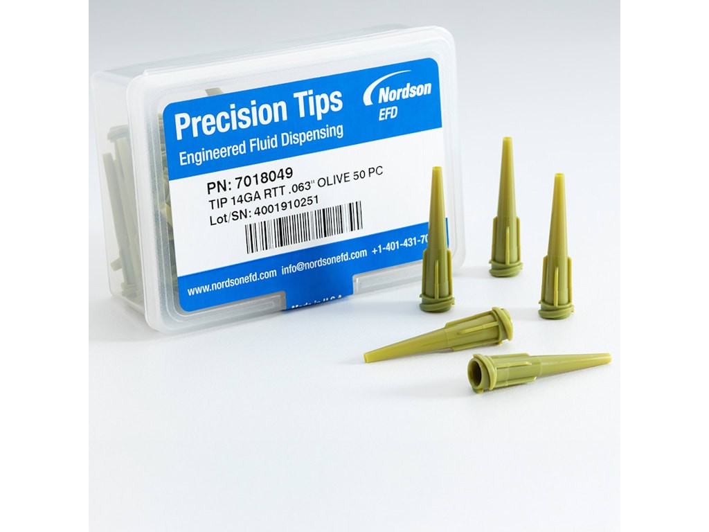 Nordson EFD 7018049 Dispensing Tip, Tapered, Opaque Rigid, 14GA, 1.25′ L, Olive,