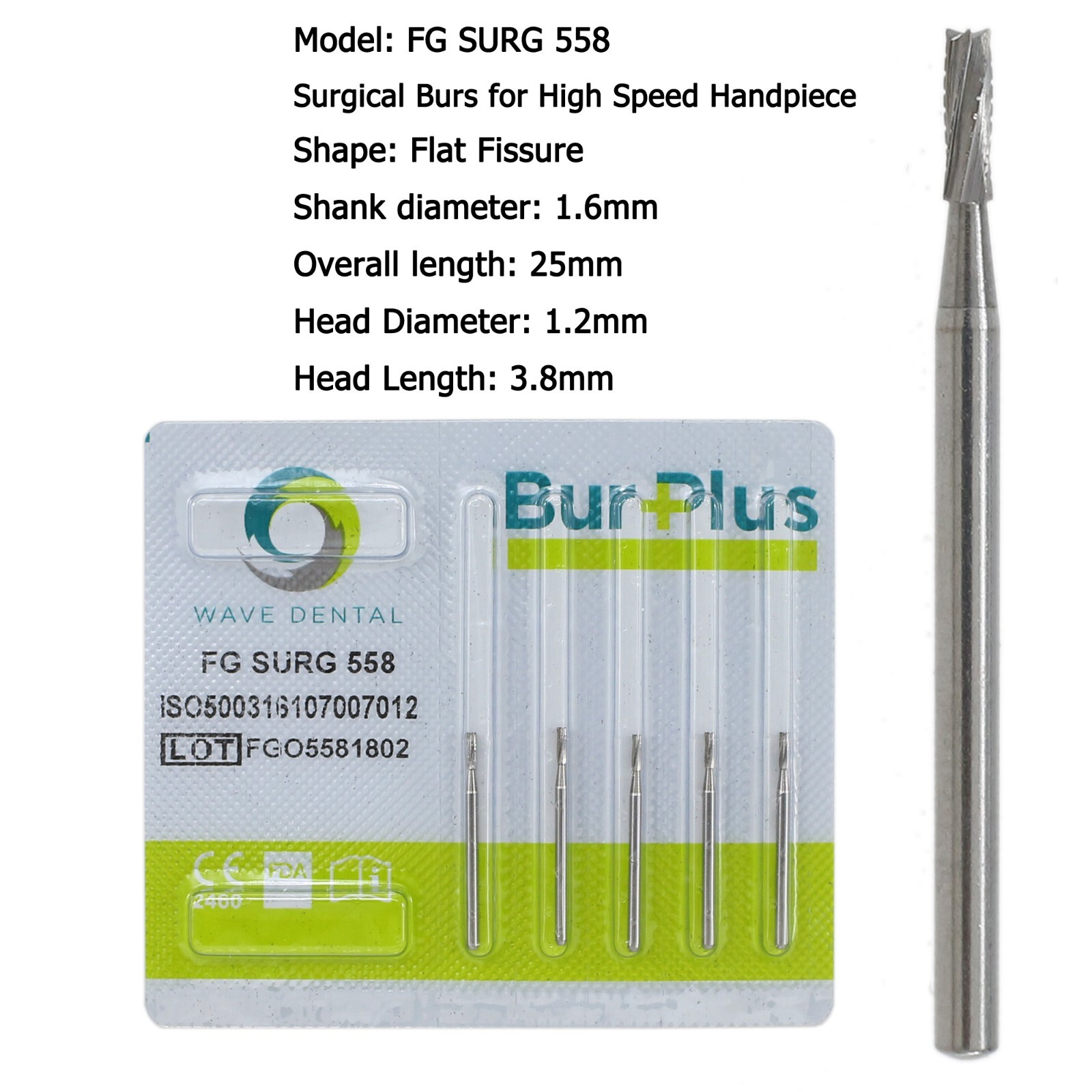 Wave Dental Carbide Surgical Burs FG SURG 2 4 557 557L 702 Long Shank High Speed