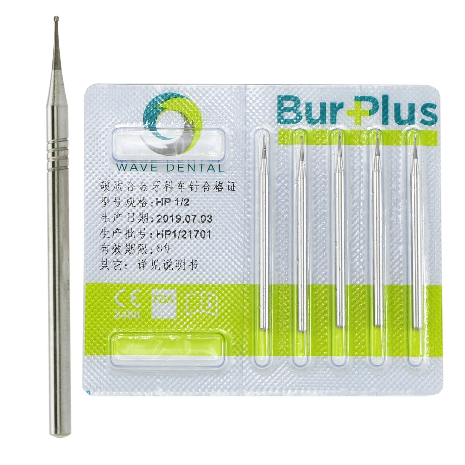 10Pcs Wave Dental Carbide Bur HP For Low Speed Round Straight HP 1 2 3 4 5 6 7 8
