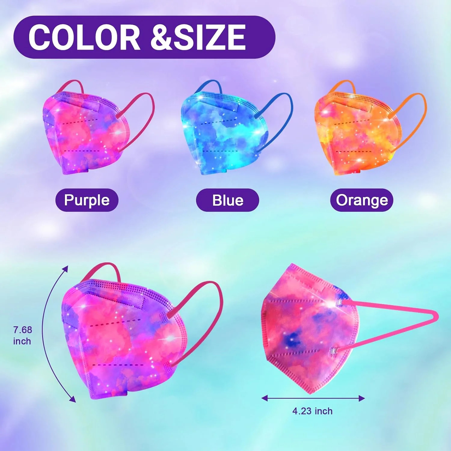Rasav KN95 Face Masks, Comfortable 5 Layer Cup Dust Safety Mask, Muti-colored De