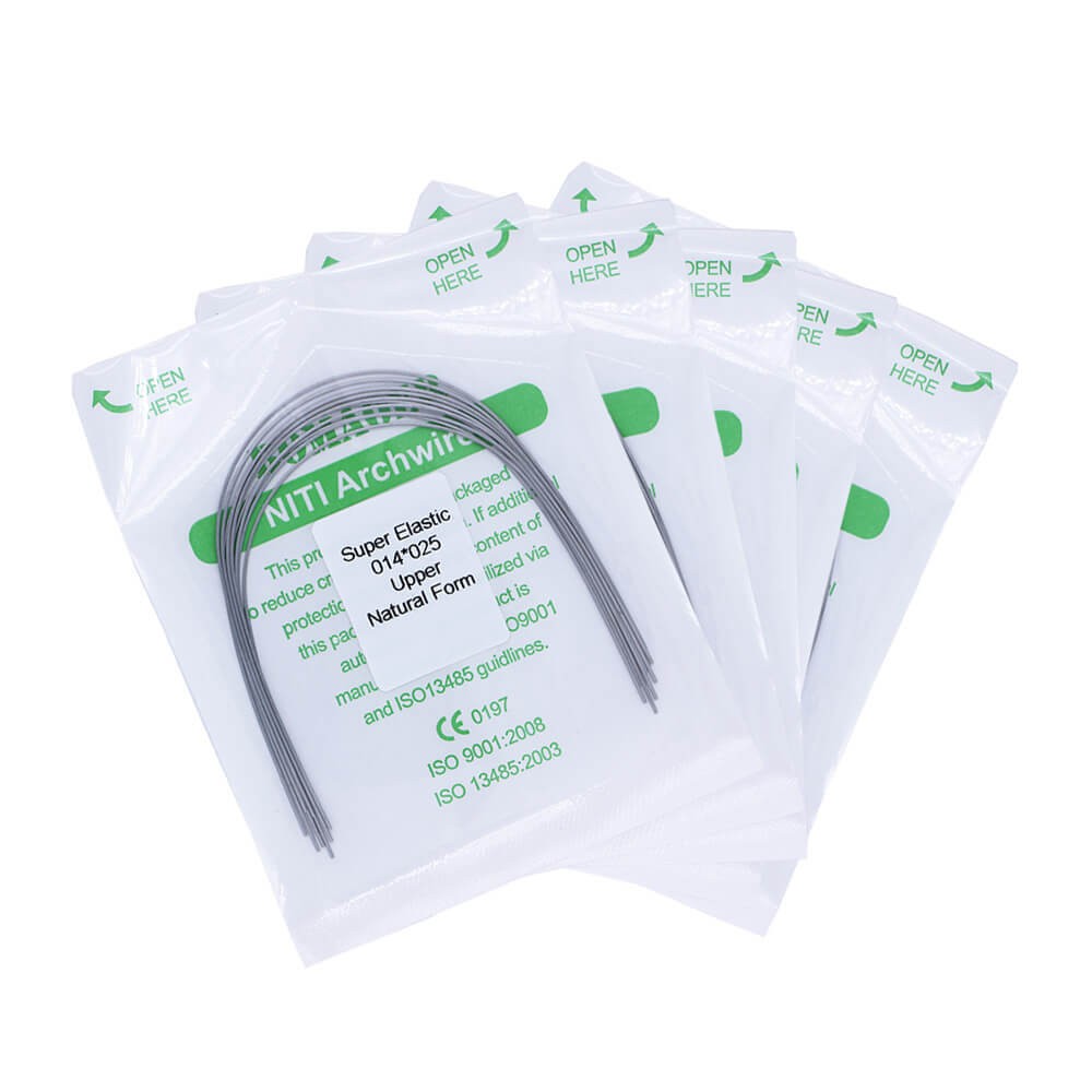 10×Dental Ortho Super Elastic Niti Rectangular Arch Wires Natural 14×25Upper