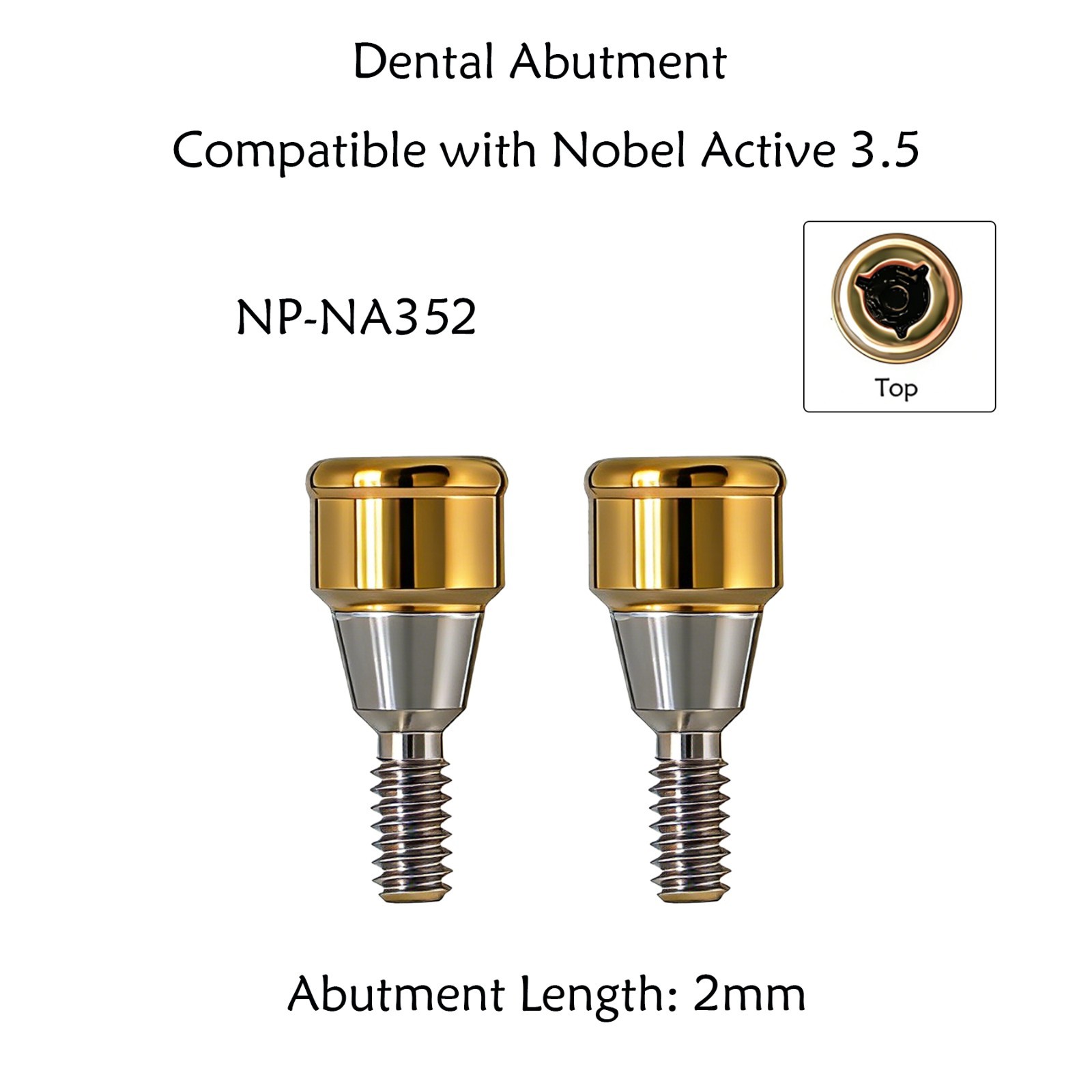 US Nobel Active Locator Overdenture Abutment Narrow Platform NP NA352 & Male Cap