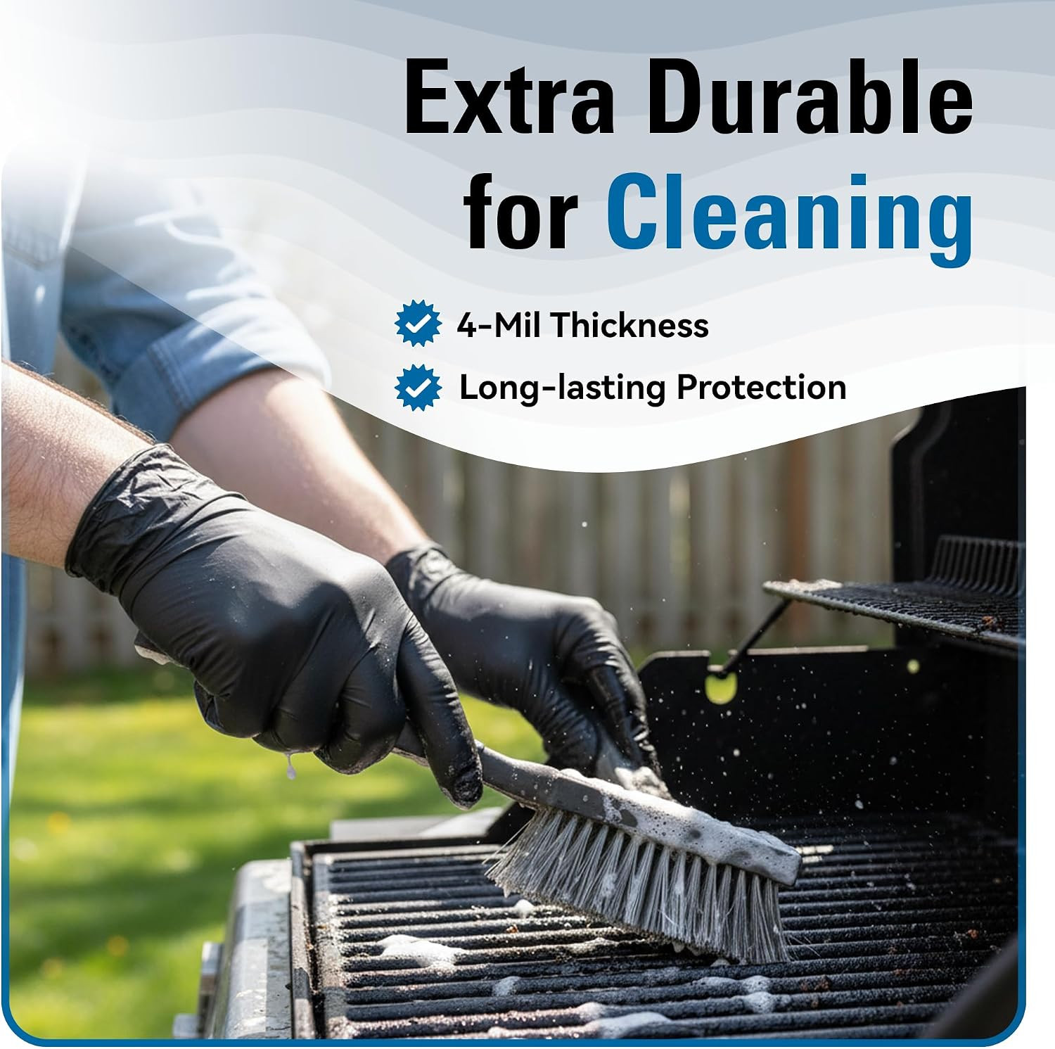 Nitrile Gloves Disposable Latex Free, 4 Mil Black Food Grade Powder Free Rubber