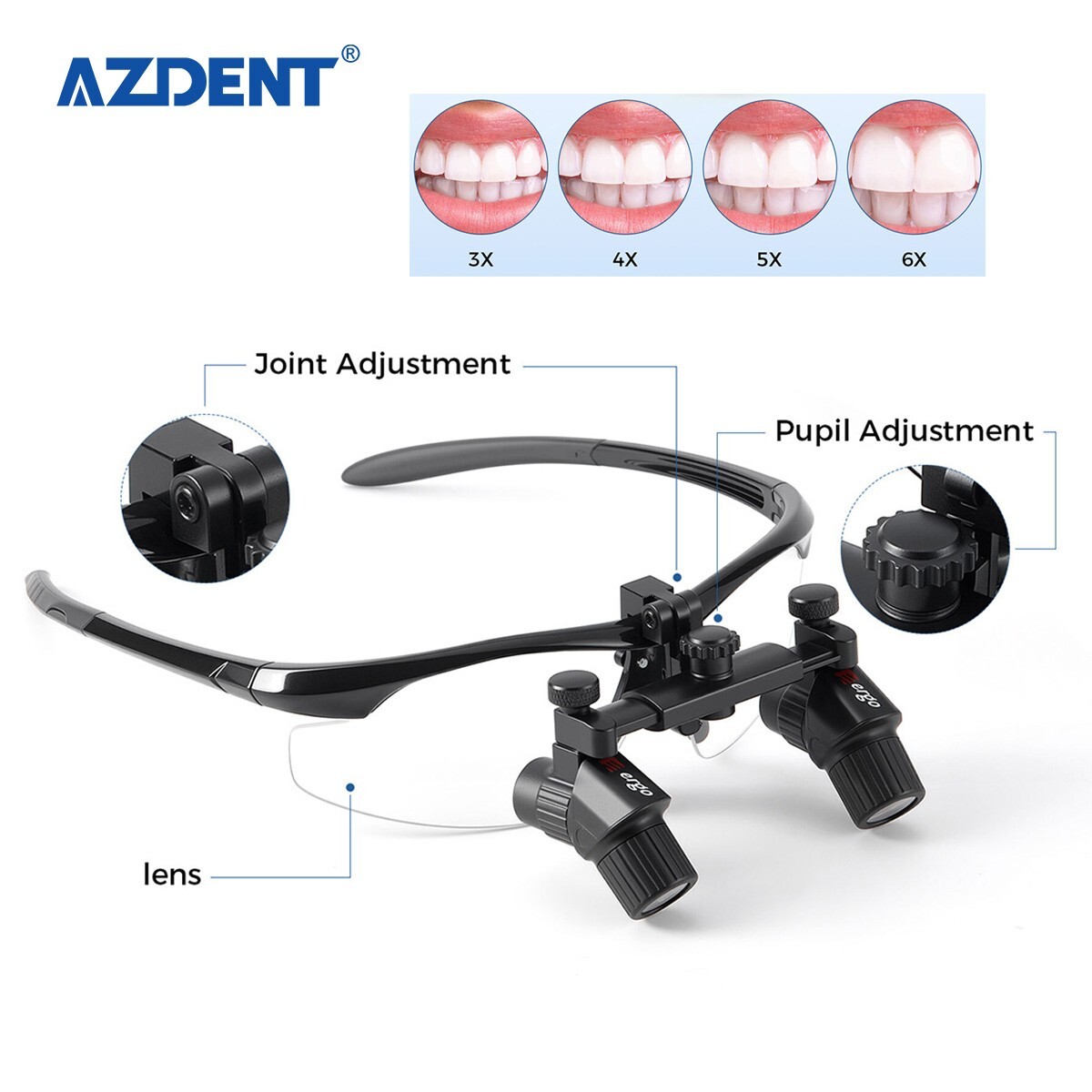 4.0X Dental Surgical Medical Loupes Magnifier Binocular Ergo /LED 5W Headlight