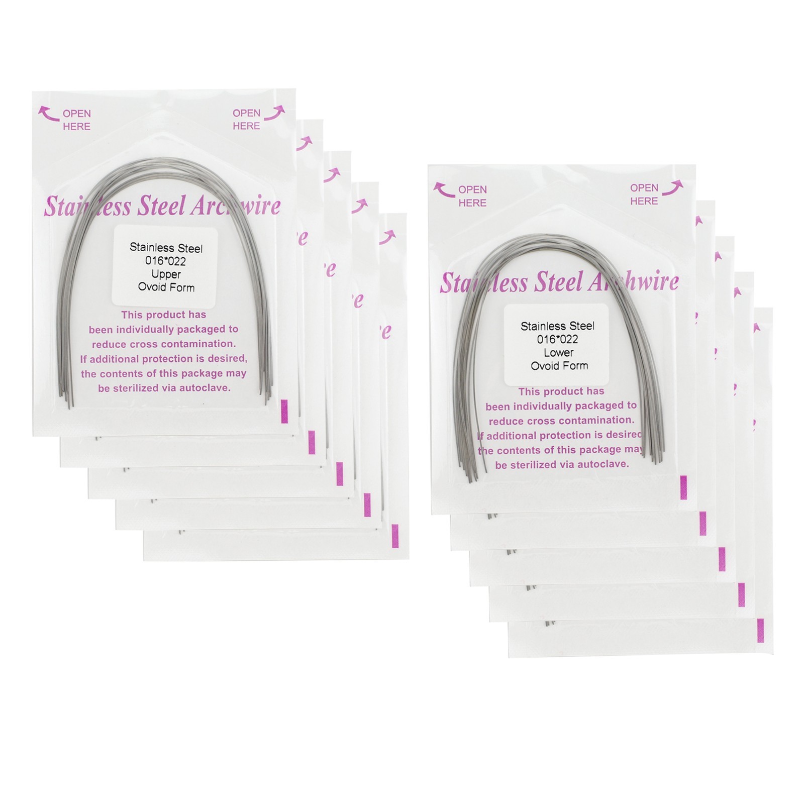 Dental Orthodontic Arch Wires Niti Stainless Steel Ovoid Natural Form 100pcs U/L