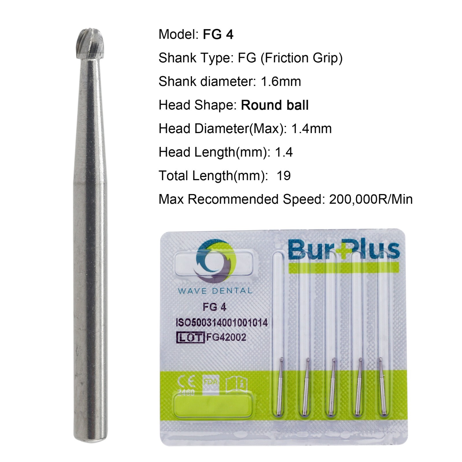 Dental Carbide Burs Diamond Burs Round FG 4 6 8 2 Friction Grip High Speed 801