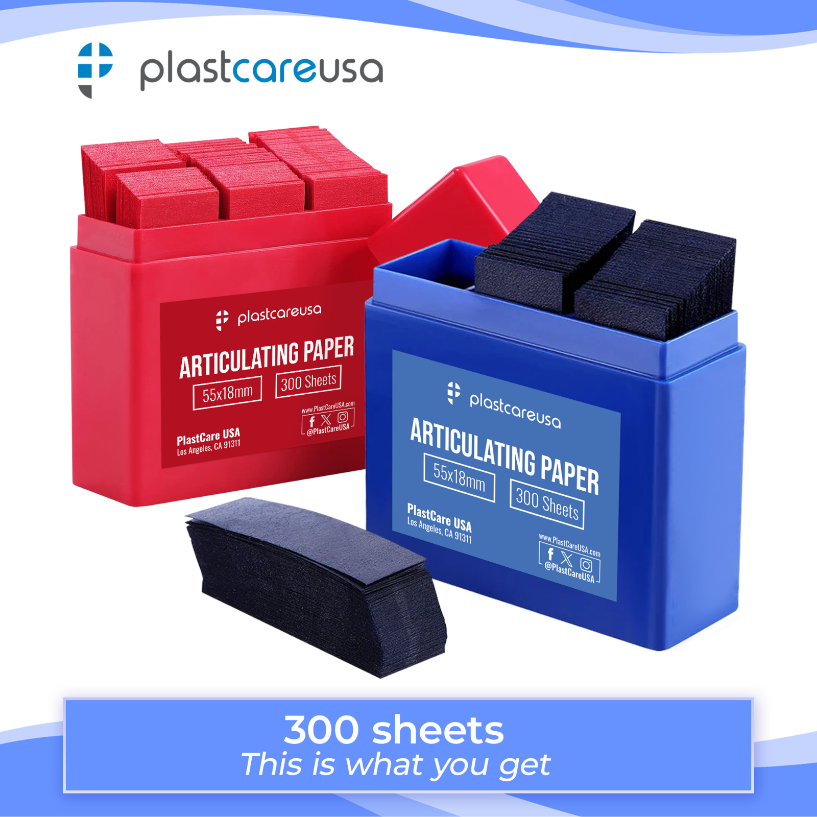 300 Blue Articulating Paper Strips Dental / 55×18 mm Ultra-Thin Occlusal Contact