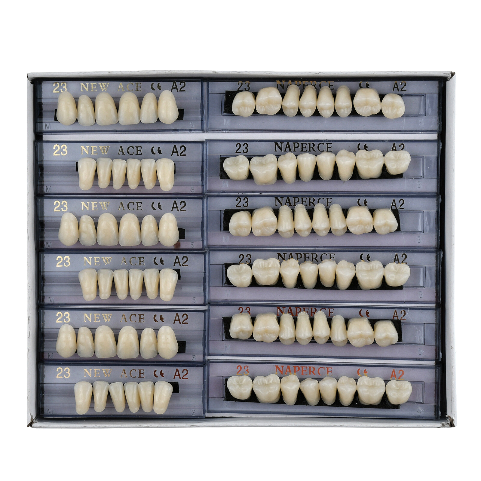 168pcs Denture Acrylic Resin Shade 23#A2 Dental Teeth Upper Lower Full Set Tooth
