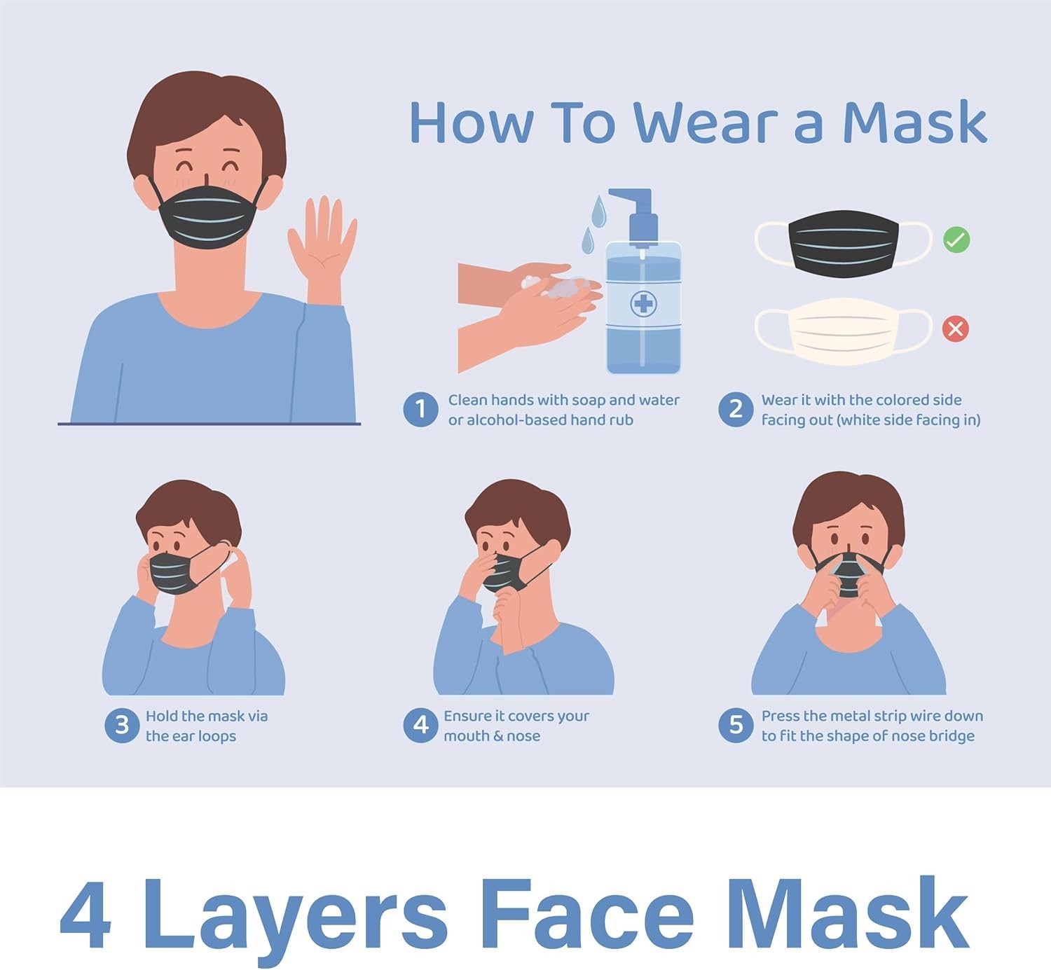 25 Count Disposable 4-Layer Black Face Masks – Stylish & Safe Protection