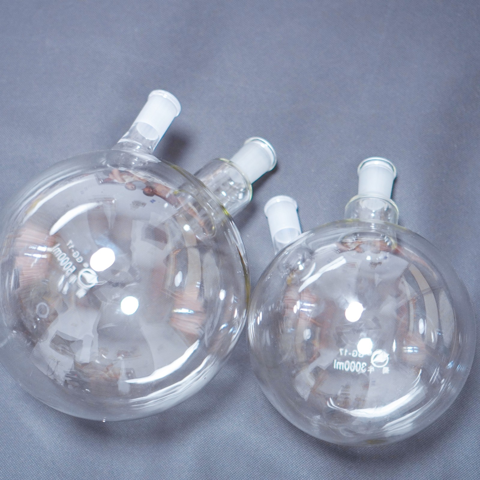 Lab glass round bottom boiling flask 2-neck 24/40 joints 5000 ml 2000 ml 24/40