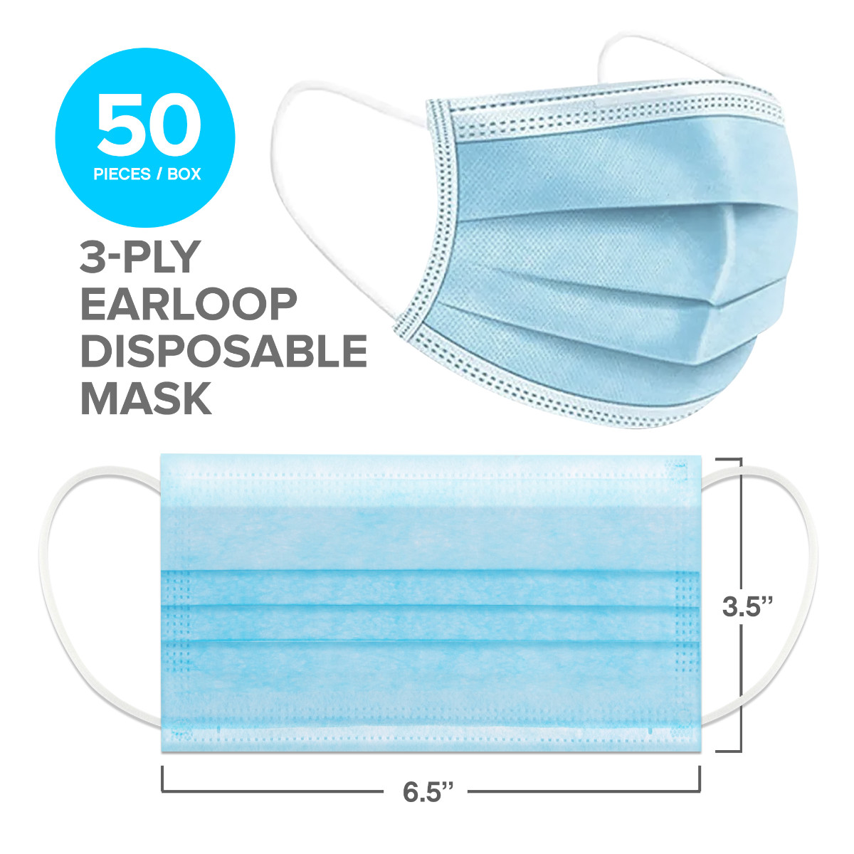 InterMask Disposable Premium 3-Ply Mask, ASTM Level 3, Box of 50