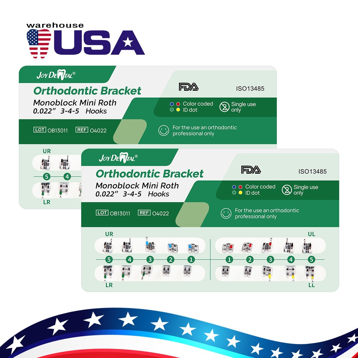 10 pack Dental Orthodontic Brackets Braces Metal Mini Roth Slot 022 Hook 345
