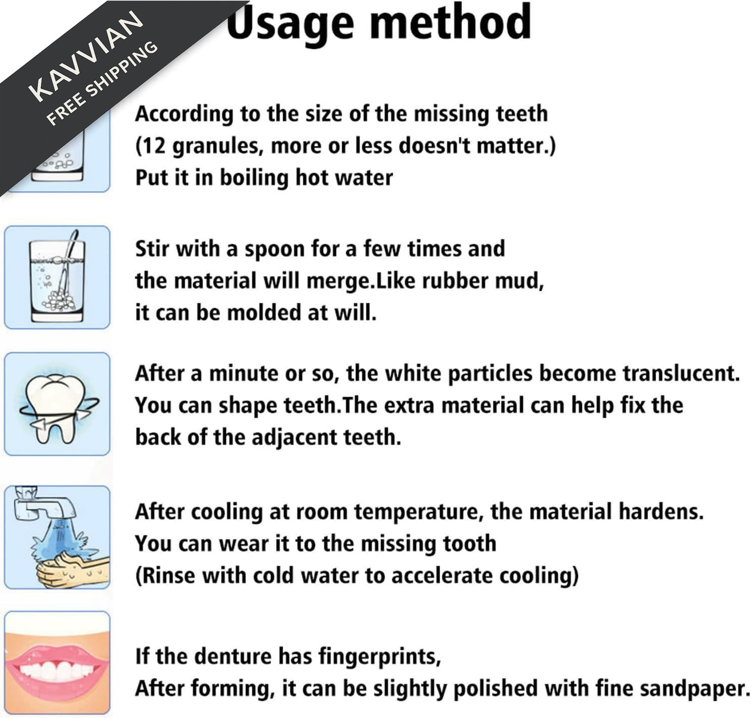 Fake Tooth Repair Kit – Thermal Beads for Filling, 1 Count (Pack of 1), White