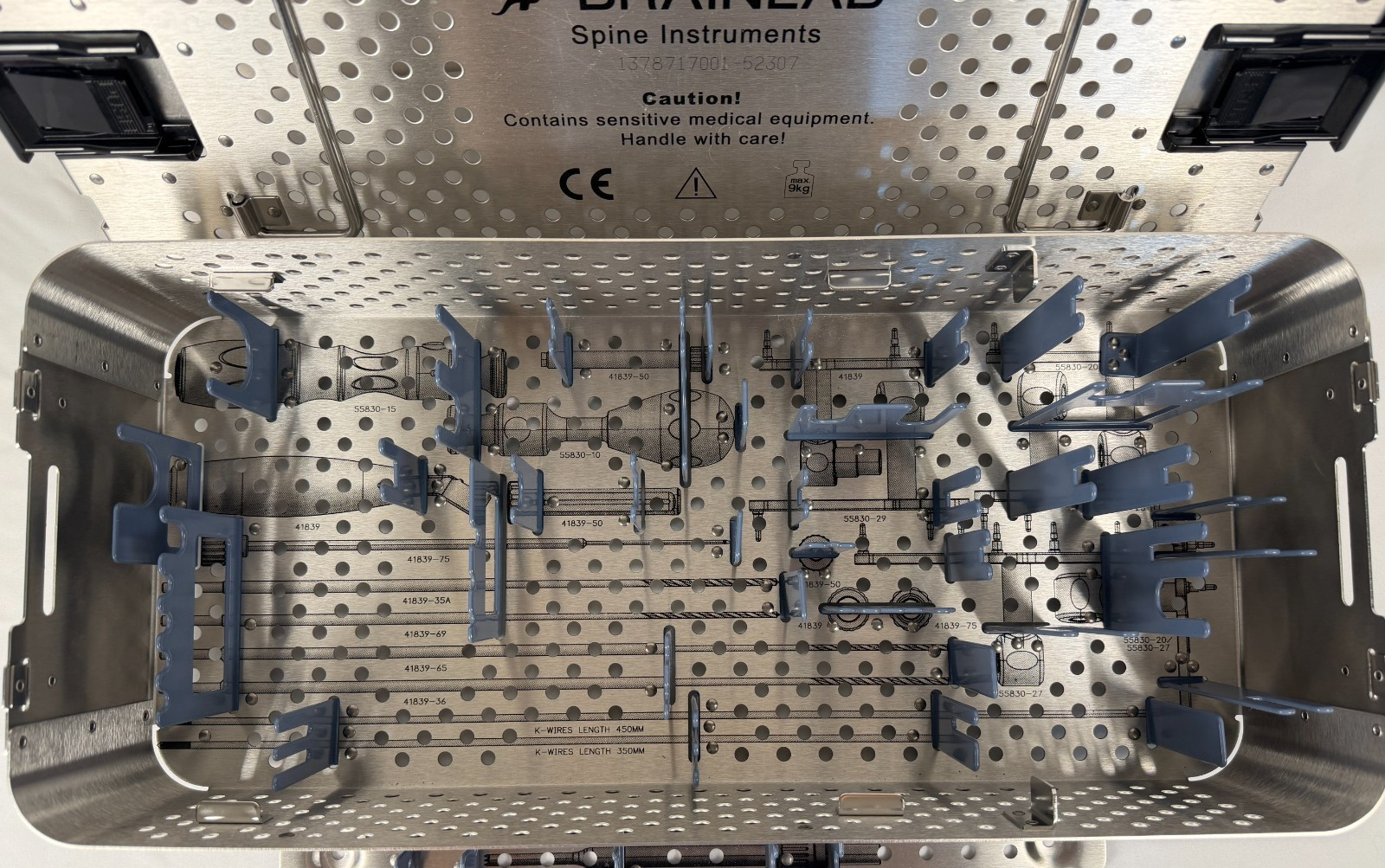 Brainlab Universal Spine Instrument Sterilization Tray w/ Lid Neuro